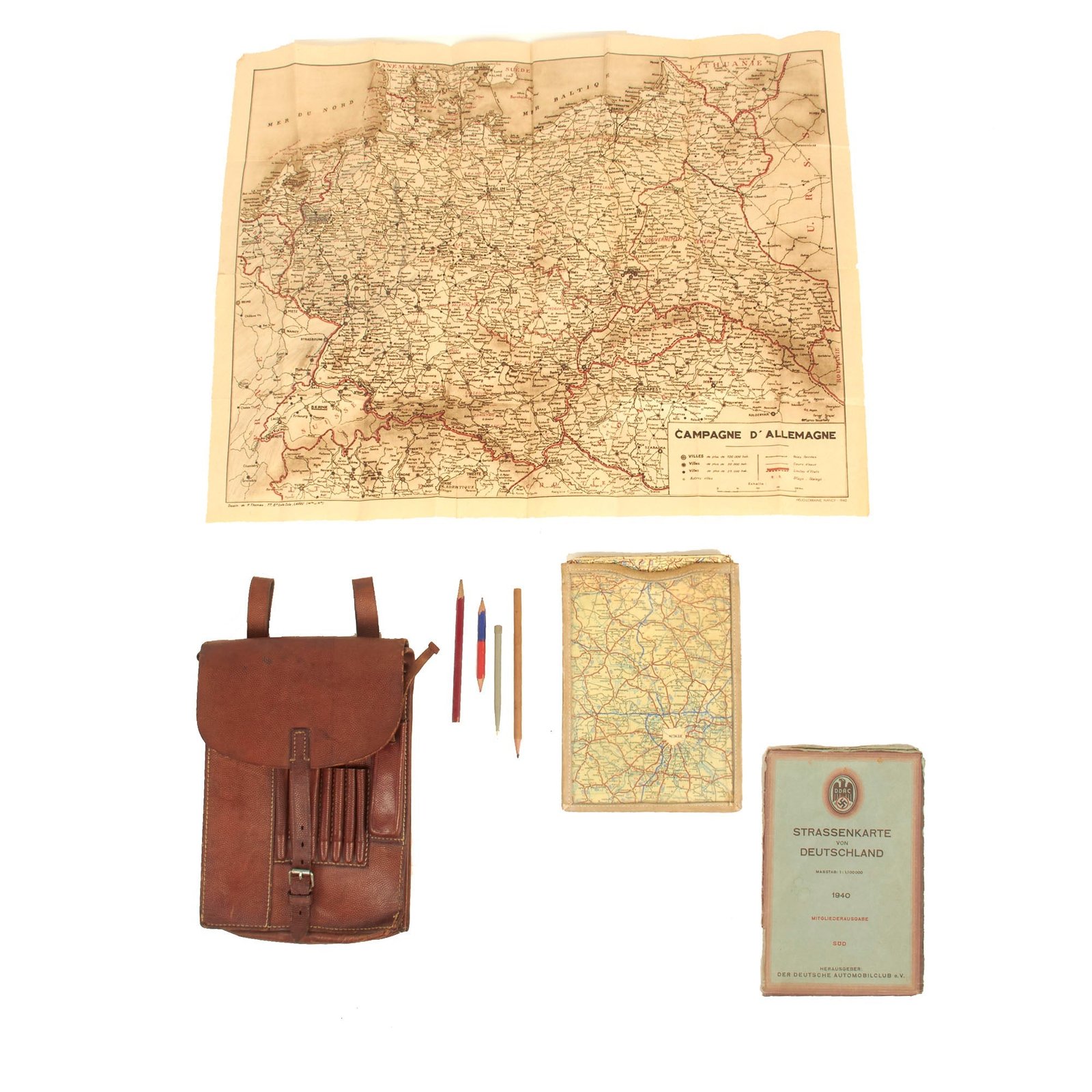 Buy Original German WWII Melde Kartentasche M35 Map/Dispatch Leather Case With Original Contents | Original Firearms Antique For Sale