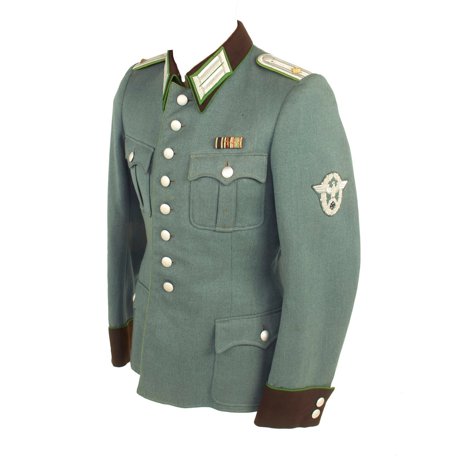 Buy Original German WWII Named Oberleutnant der Schutzpolizei Officer's M36 Field Tunic with WWI Era Medal Bar - dated 1939 | Original Firearms Antique For Sale