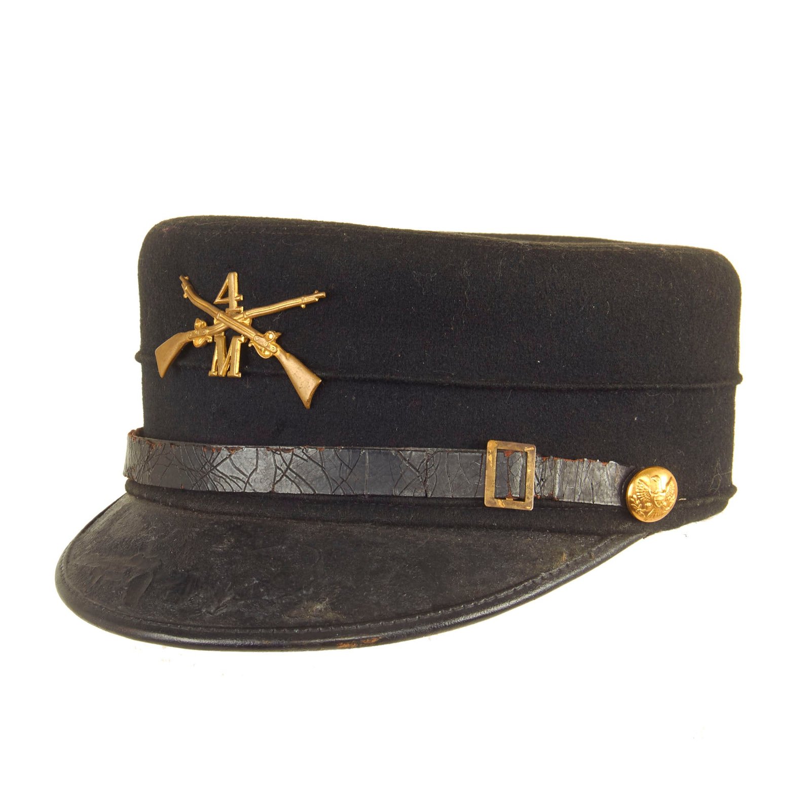 Buy Original U.S. Spanish-American War Era 4th Infantry Regiment M-1895 Enlisted Forage Cap by M.C. Lilley & Co - Named | Original Firearms Antique For Sale
