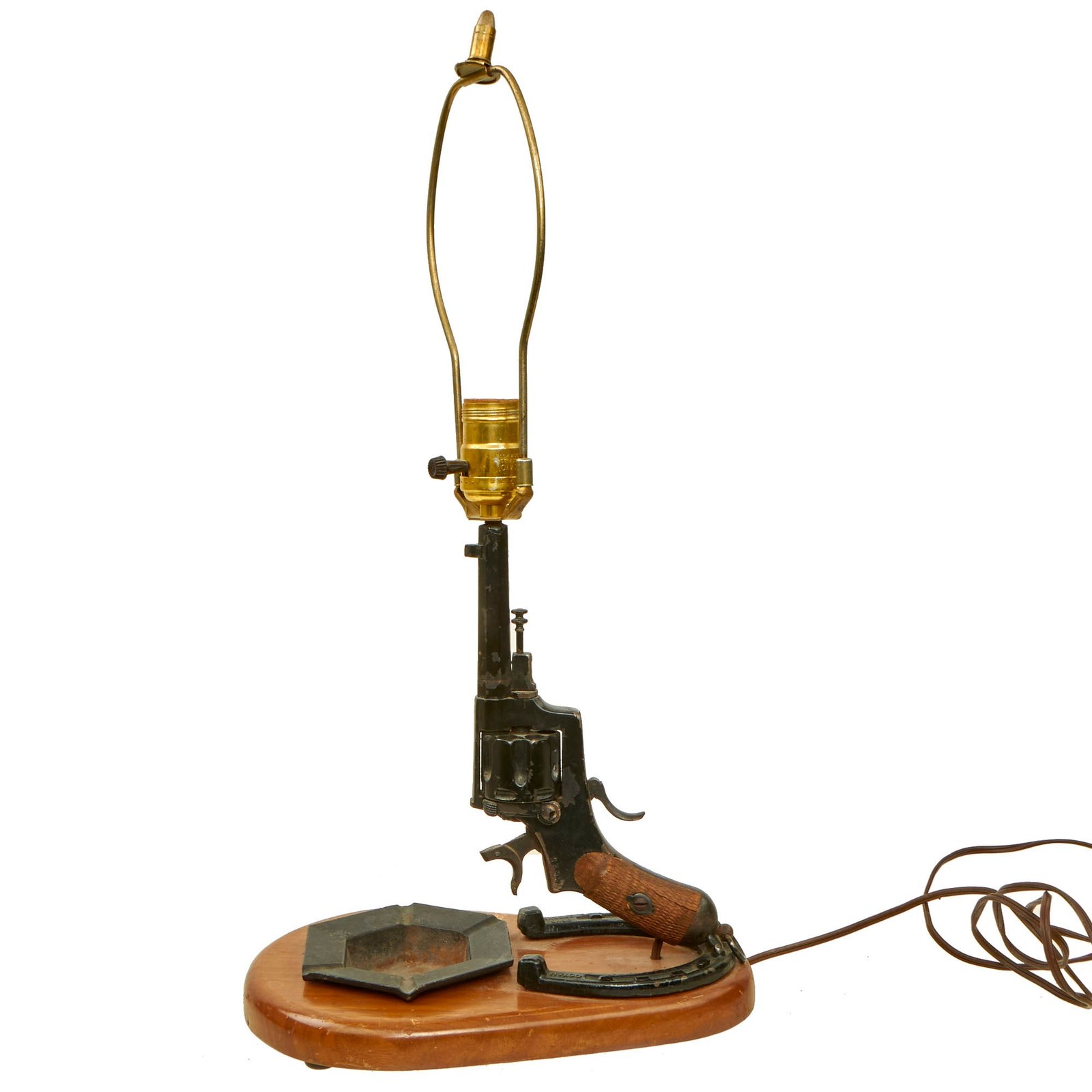 Buy Original Mid-Century Western Themed Desk Lamp Made with Original Italian Bodeo Model 1889 Revolver-Dated 1896 | Original Firearms Antique For Sale
