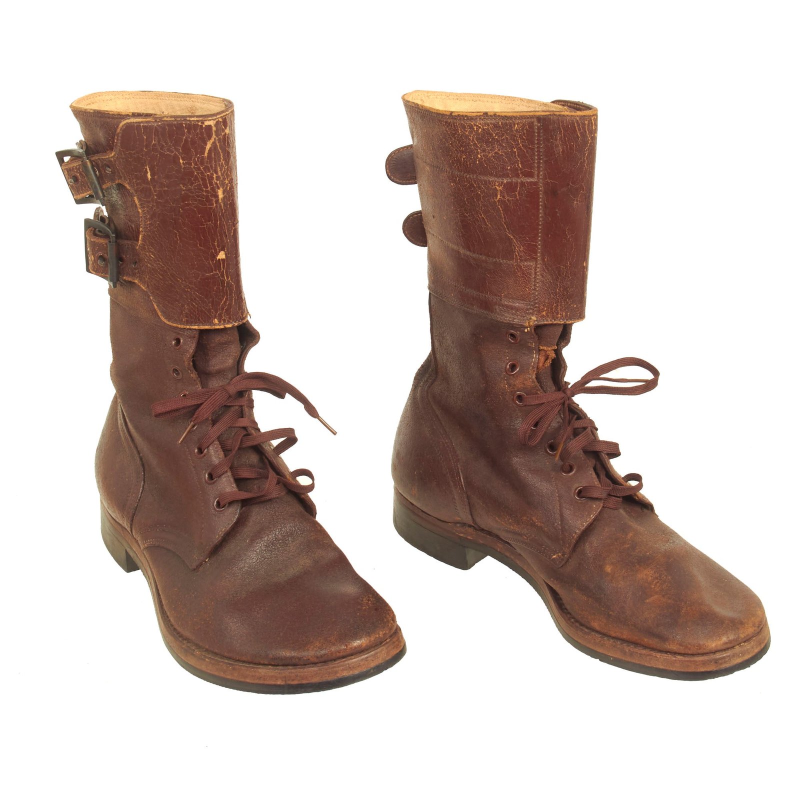 Buy Original U.S. WWII / Korean War M-1943 Double Bucket Combat Service Boots named to Korean War Veteran Francis R. Spohrer - Matched Size 9 | Original Firearms Antique For Sale