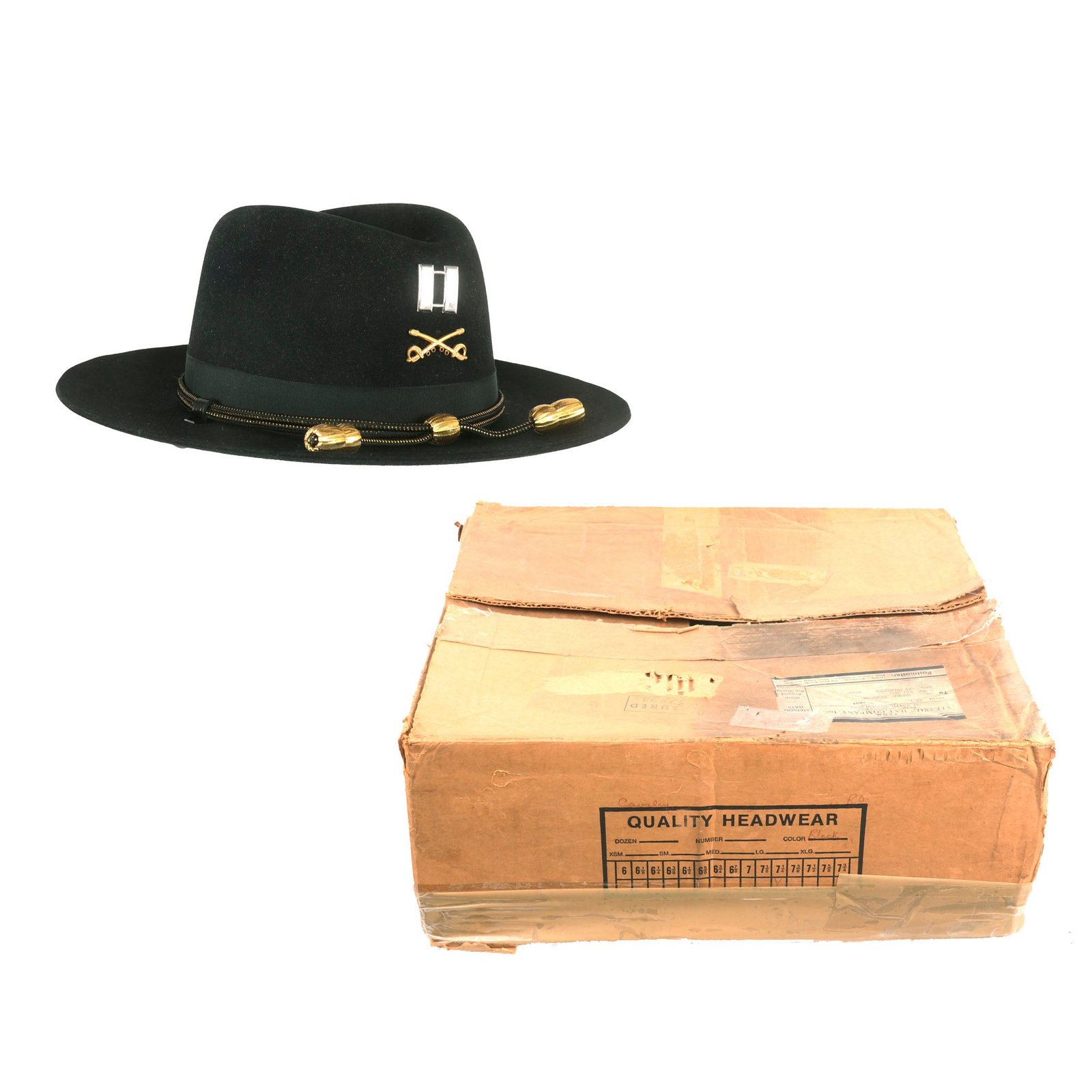 Buy Original U.S. Vietnam War Named “Cav Hat” Cavalry Stetson Campaign Hat in Original Shipping Box - 4th Squadron 7th Cavalry Regiment | Original Firearms Antique For Sale