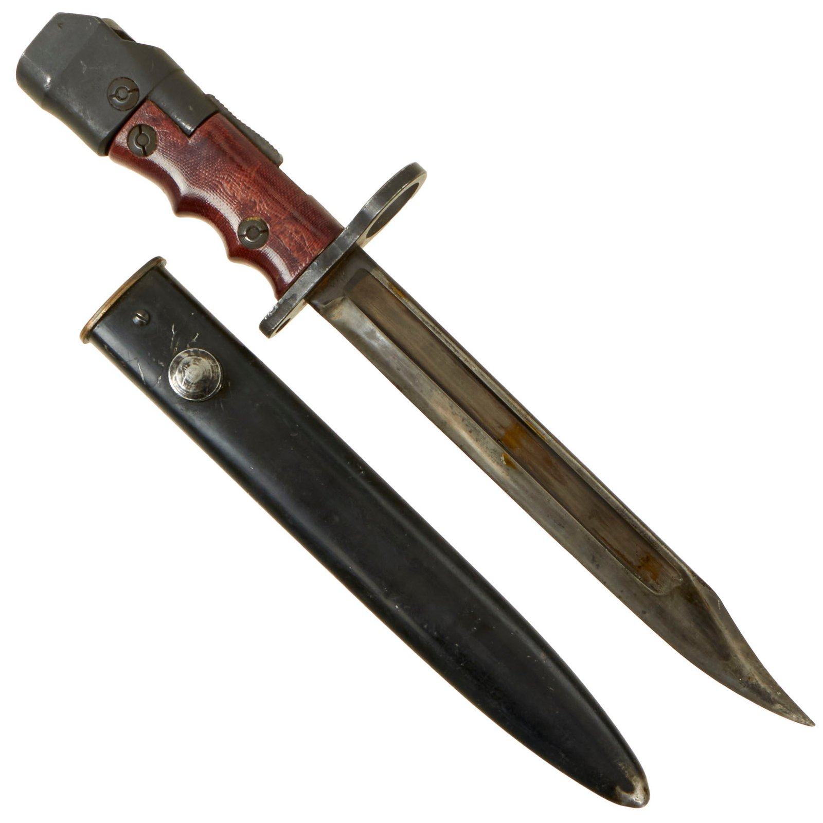 Buy Original British Enfield No. 7 Mk. I/L Swivel Pommel Rifle Bayonet with Scabbard for No.4 SMLE or MkV Sten | Original Firearms Antique For Sale