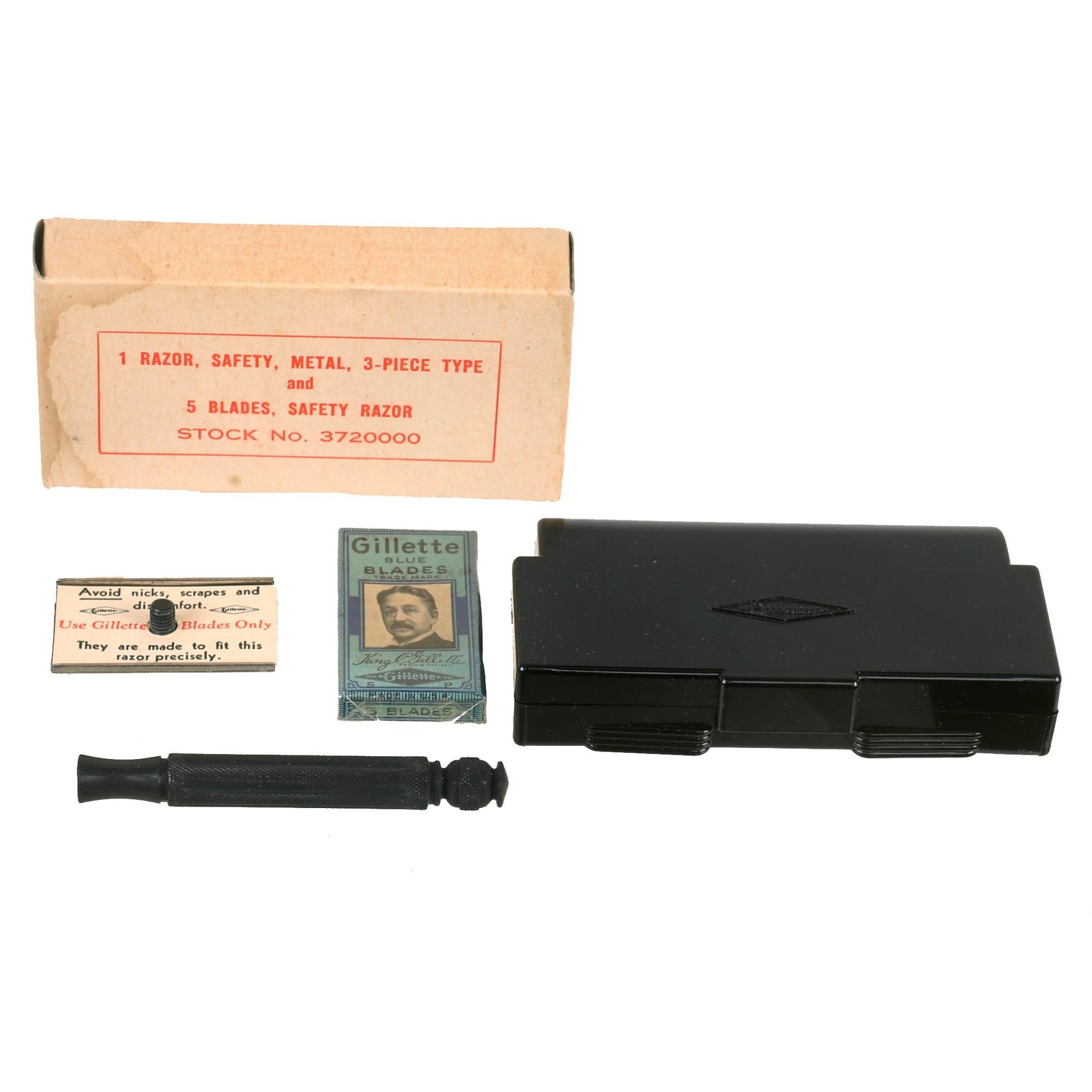 Buy Original U.S. WWII New Old Stock G.I. Gillette Safety Razor Set in Original Box - Unissued | Original Firearms Antique For Sale