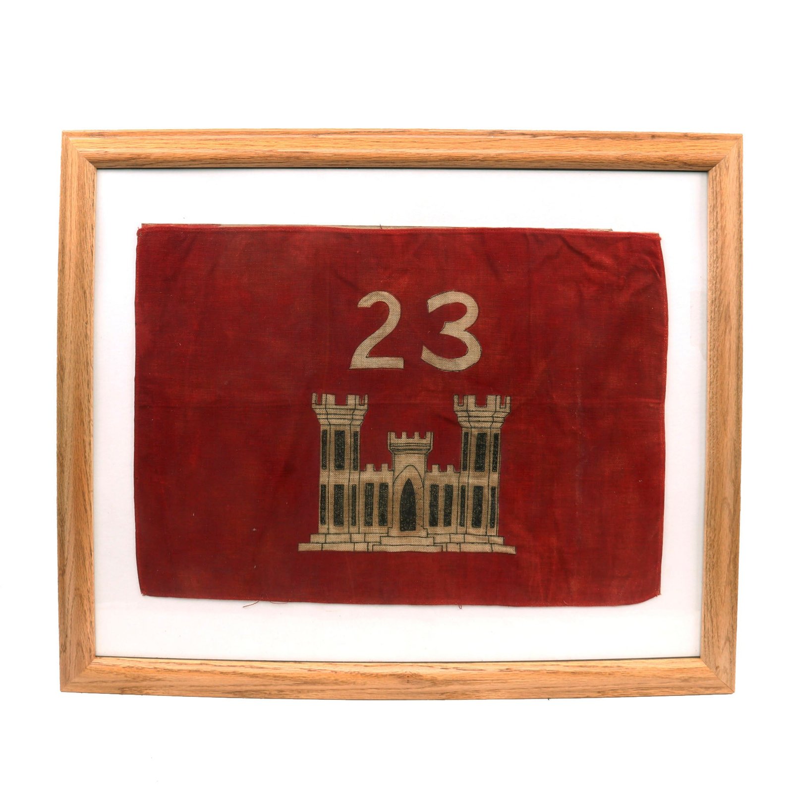 Buy Original U.S. WWI Framed 23rd Engineer Regiment French-Made Guidon / Unit Identification Flag - Road Builders of the AEF | Original Firearms Antique For Sale