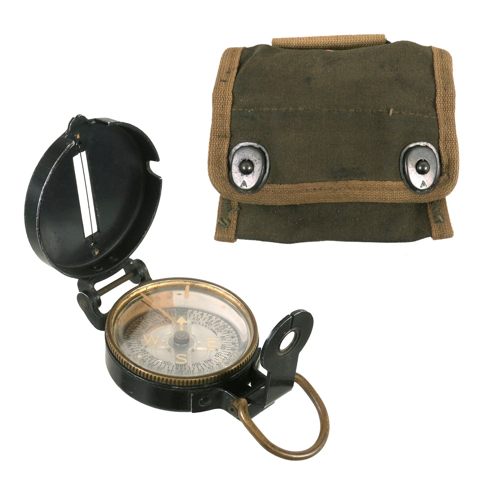 Buy Original U.S. WWII US Army M1938 Lensatic Compass By Superior Magneto Co. With Pouch | Original Firearms Antique For Sale