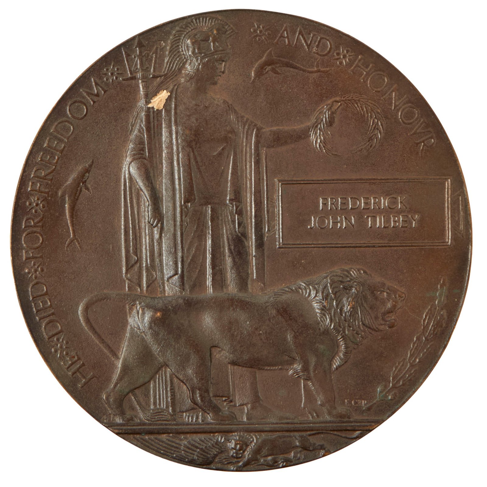 Buy Original British WWI KIA Death Penny Soldier Memorial - Frederick John Tilbey - 32nd Brigade, Royal Field Artillery | Original Firearms Antique For Sale
