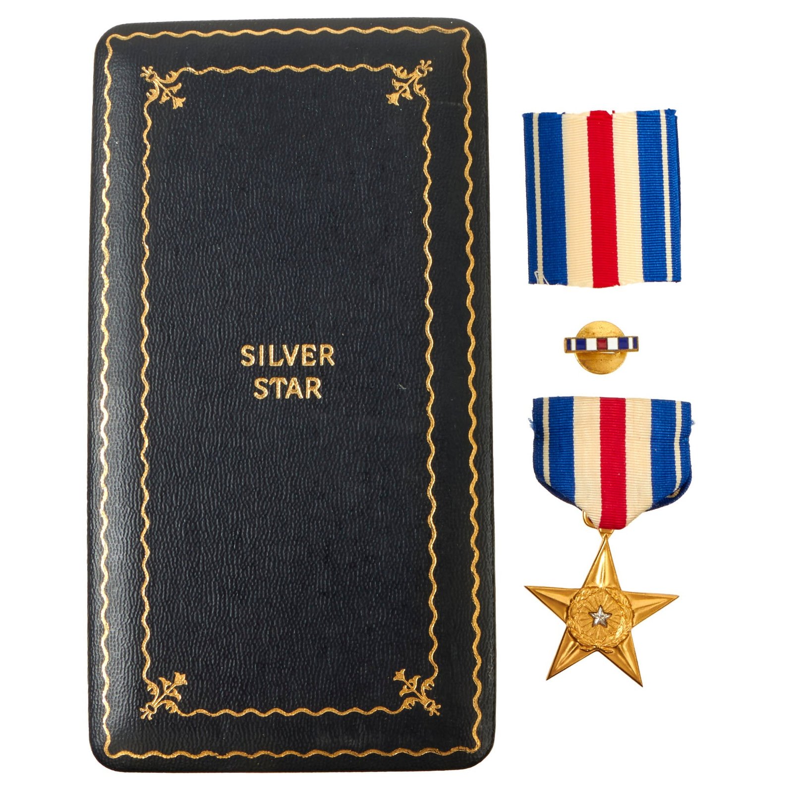 Buy Original U.S. WWII Silver Star Set With Pin & Proper Presentation Case | Original Firearms Antique For Sale