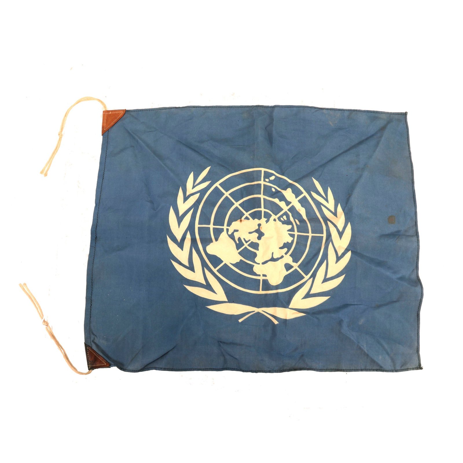 Buy Original Japanese Korean War United Nations Flag with Leather Tabs - 14 x 17” | Original Firearms Antique For Sale