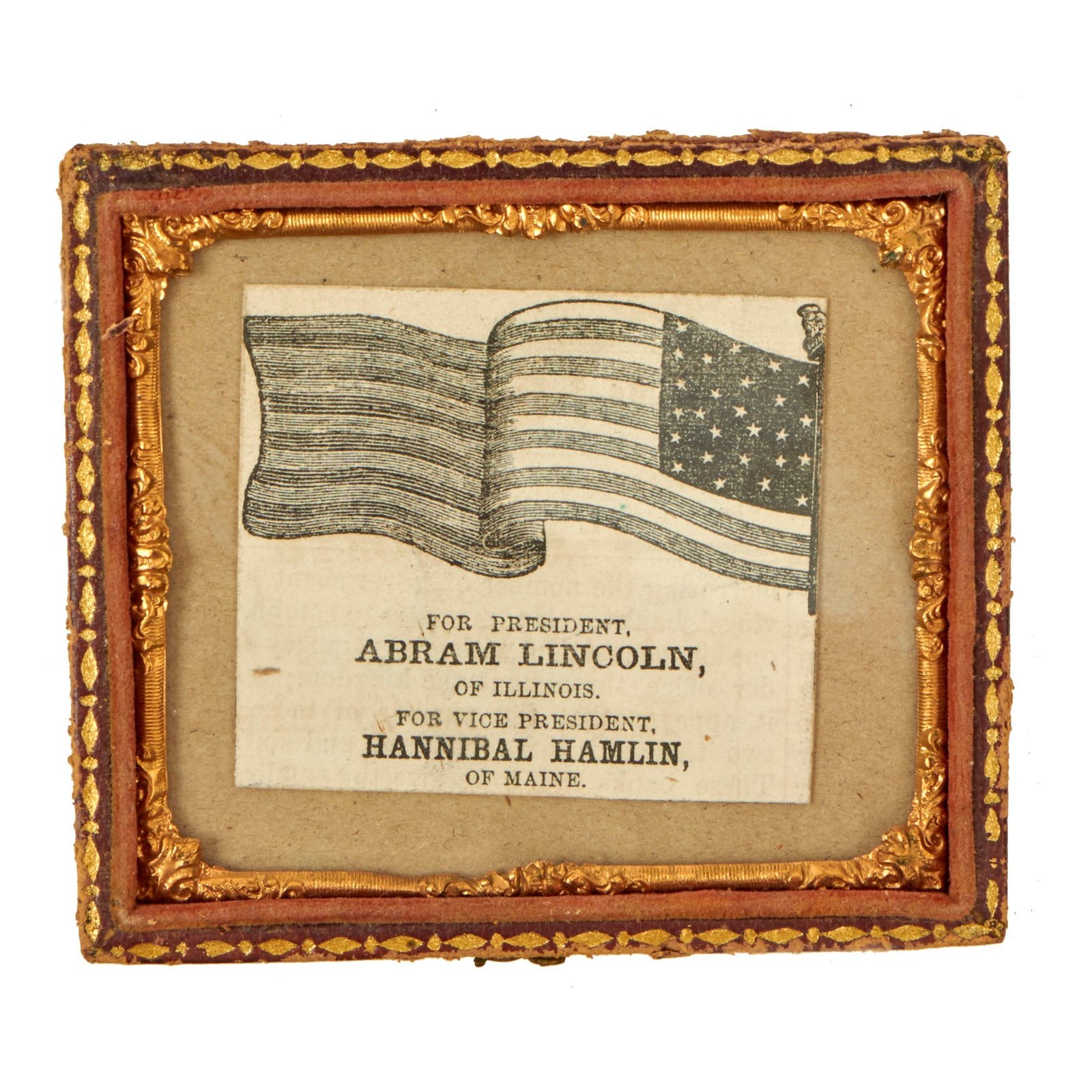 Buy Original U.S. Civil War Era Abraham Lincoln & Hannibal Hamlin 1860 Presidential Campaign Piece in Daguerreotype Case | Original Firearms Antique For Sale