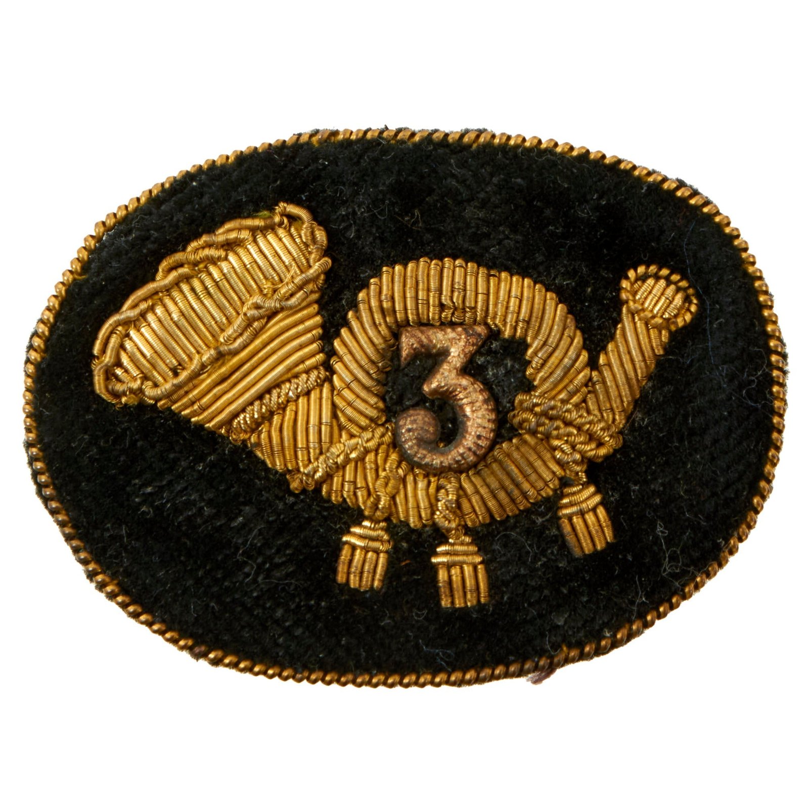 Buy Original U.S. Civil War “3rd Infantry” Officer’s Bullion 1834 Regulation Brass Cap Badge With Felt Backing | Original Firearms Antique For Sale
