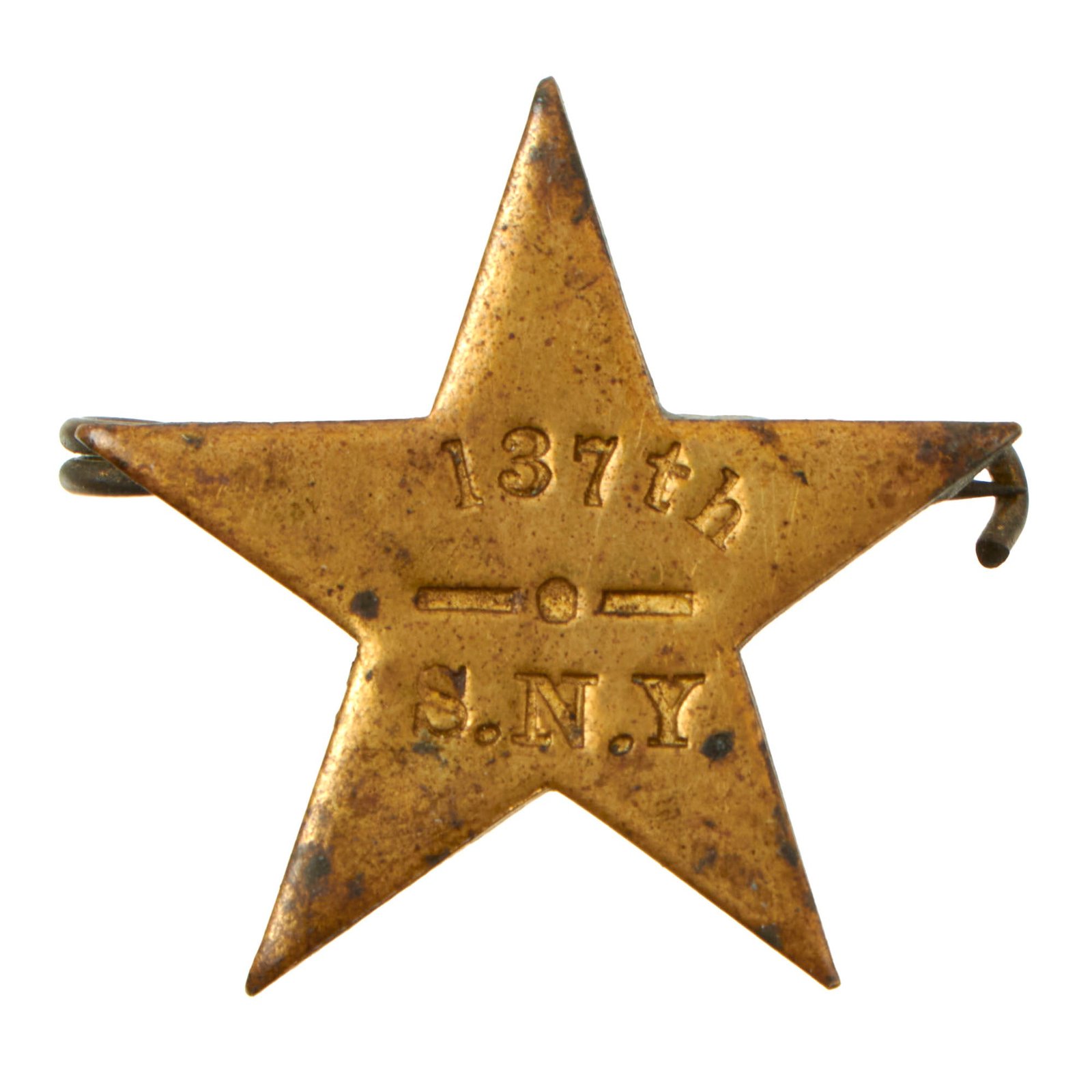 Buy Original U.S. Civil War 137th New York Infantry Star Pin-Back Corps Badge - Played Pivotal Role in Battle of Gettysburg | Original Firearms Antique For Sale