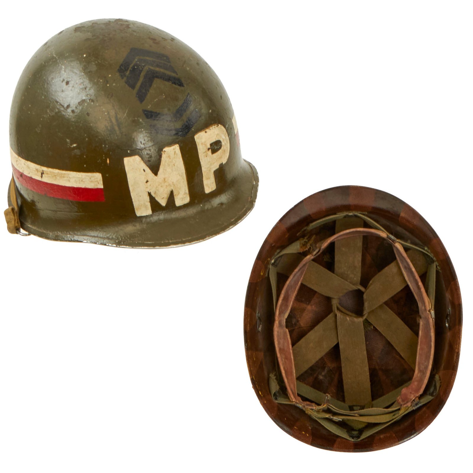 Buy Original U.S. Korean War Era McCord Military Police M1 Helmet With Painted South Carolina National Guard Westinghouse Liner | Original Firearms Antique For Sale