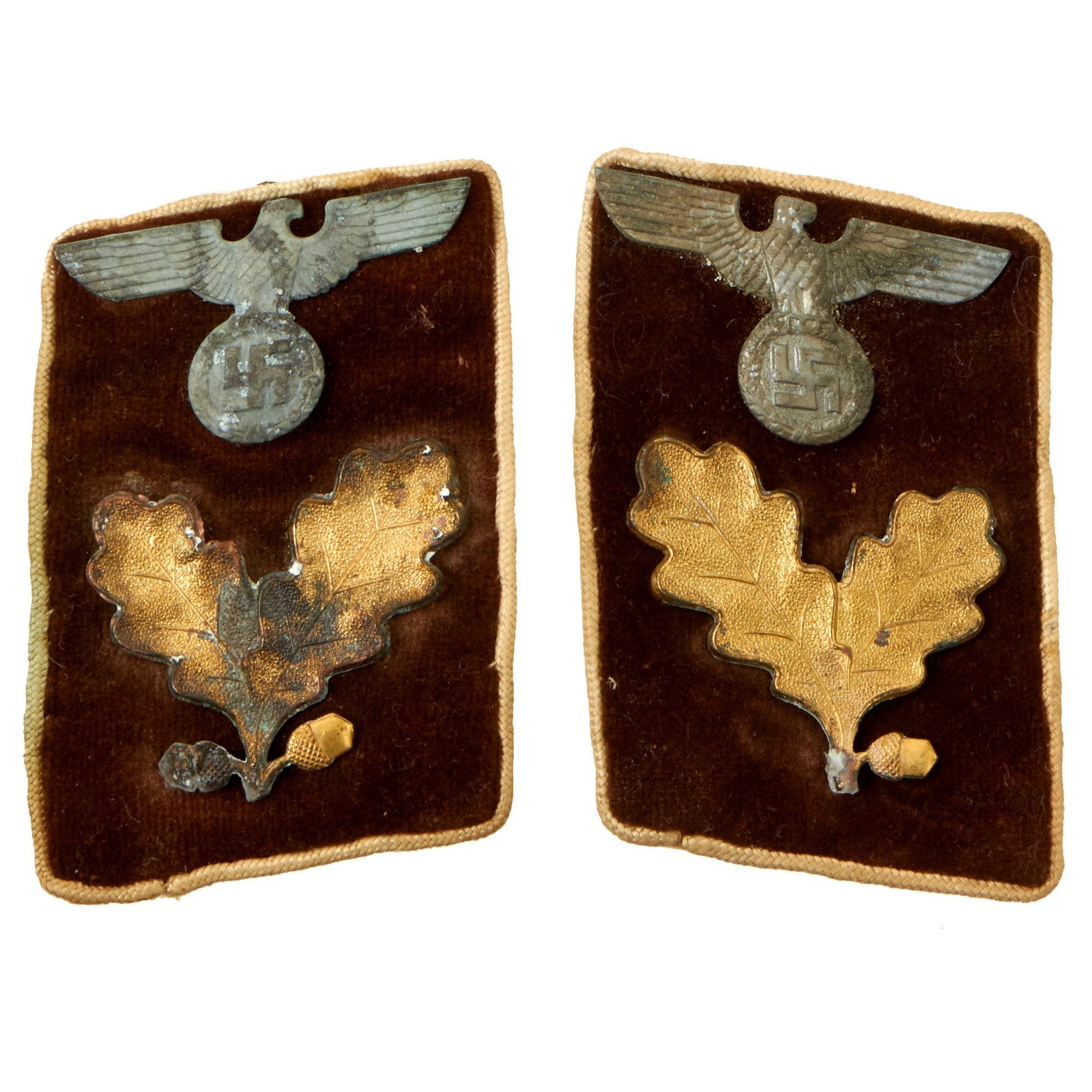 Buy Original German WWII NSDAP District Department Leader Matched Pair of Collar Tabs with RZM Tag - Bereichsleiter | Original Firearms Antique For Sale