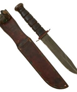 Buy Original U.S. WWII US NAVY PAL RH-37 Fighting Knife with Red Spacers & USN Marked Leather Sheath | Original Firearms Antique For Sale
