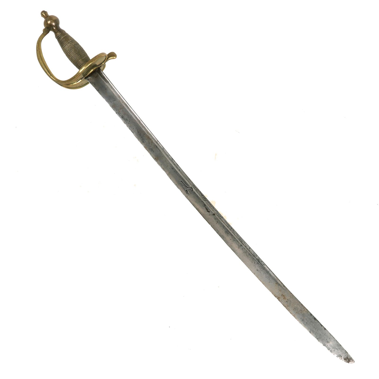 Buy Original English Pattern 1742 Brass Hilted Infantry Hanger Sword by Samuel Harvey with Regimental Markings - Circa 1760 | Original Firearms Antique For Sale