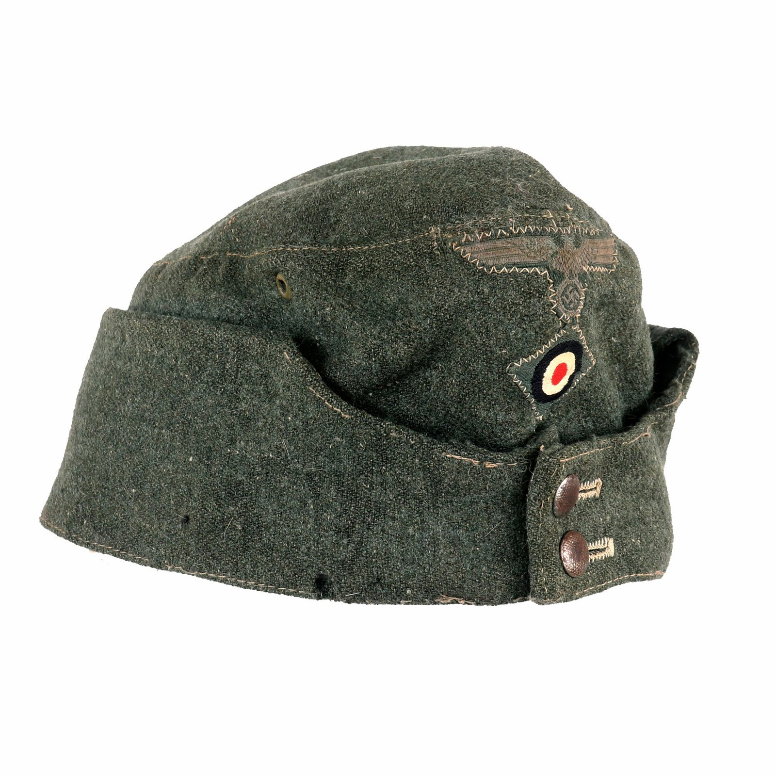 Buy Original German WWII Heer Army EM-NCO Schiffchen M42 Overseas Cap with Neck Flap - Service Worn | Original Firearms Antique For Sale