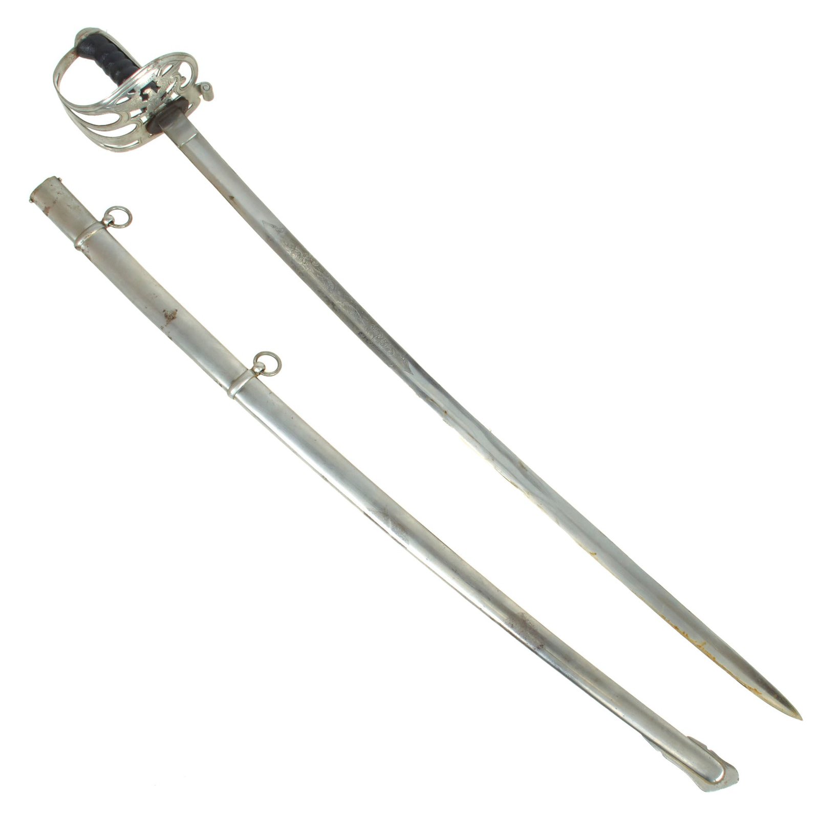 Buy Original U.S. Civil War M-1850 Style German Imported Non-Regulation Foot Officer’s Sword and Scabbard - Rare Eagle Variant on Basket | Original Firearms Antique For Sale