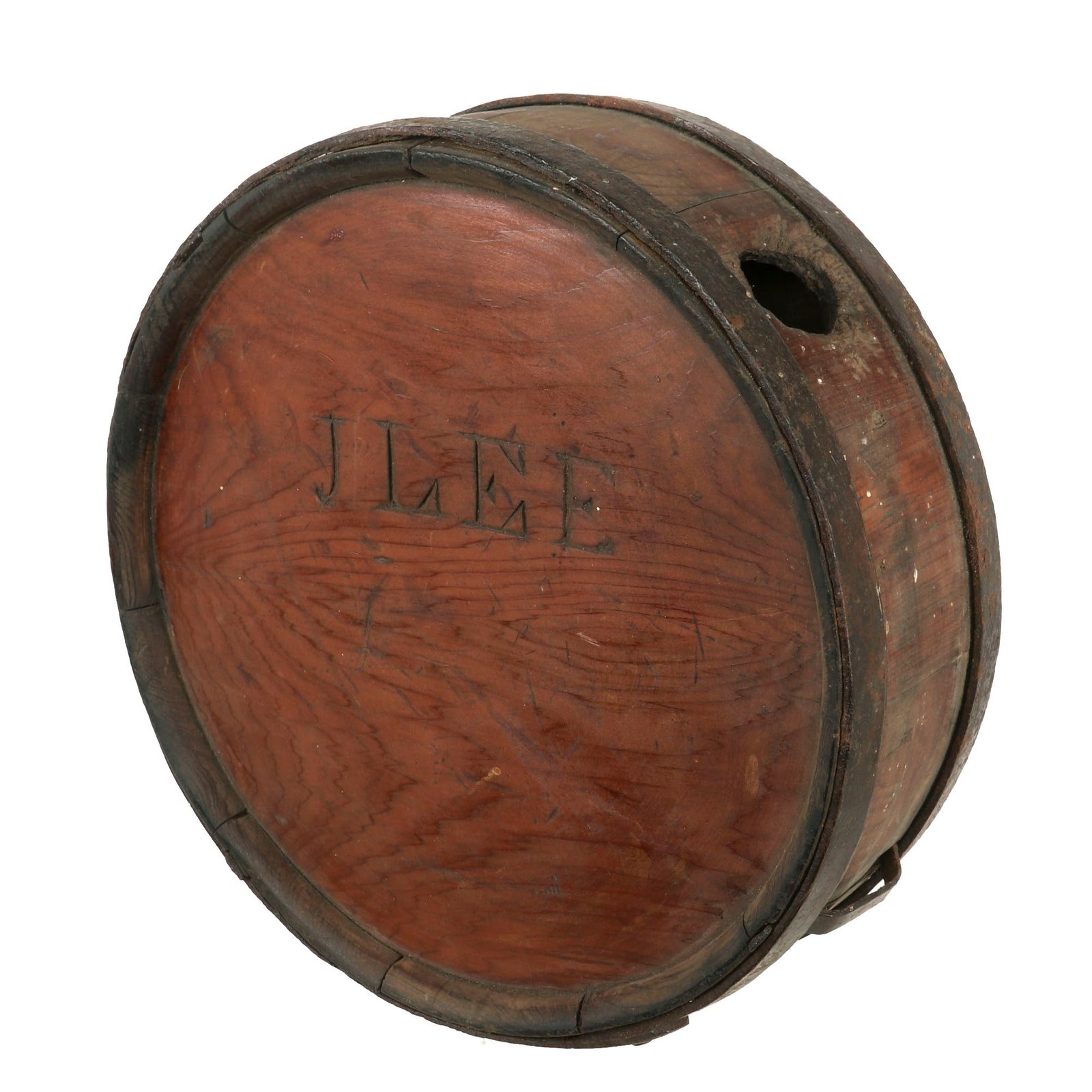 Buy Original U.S. Civil War Rare Confederate Issue Named Wooden Drum Canteen - J. Lee | Original Firearms Antique For Sale