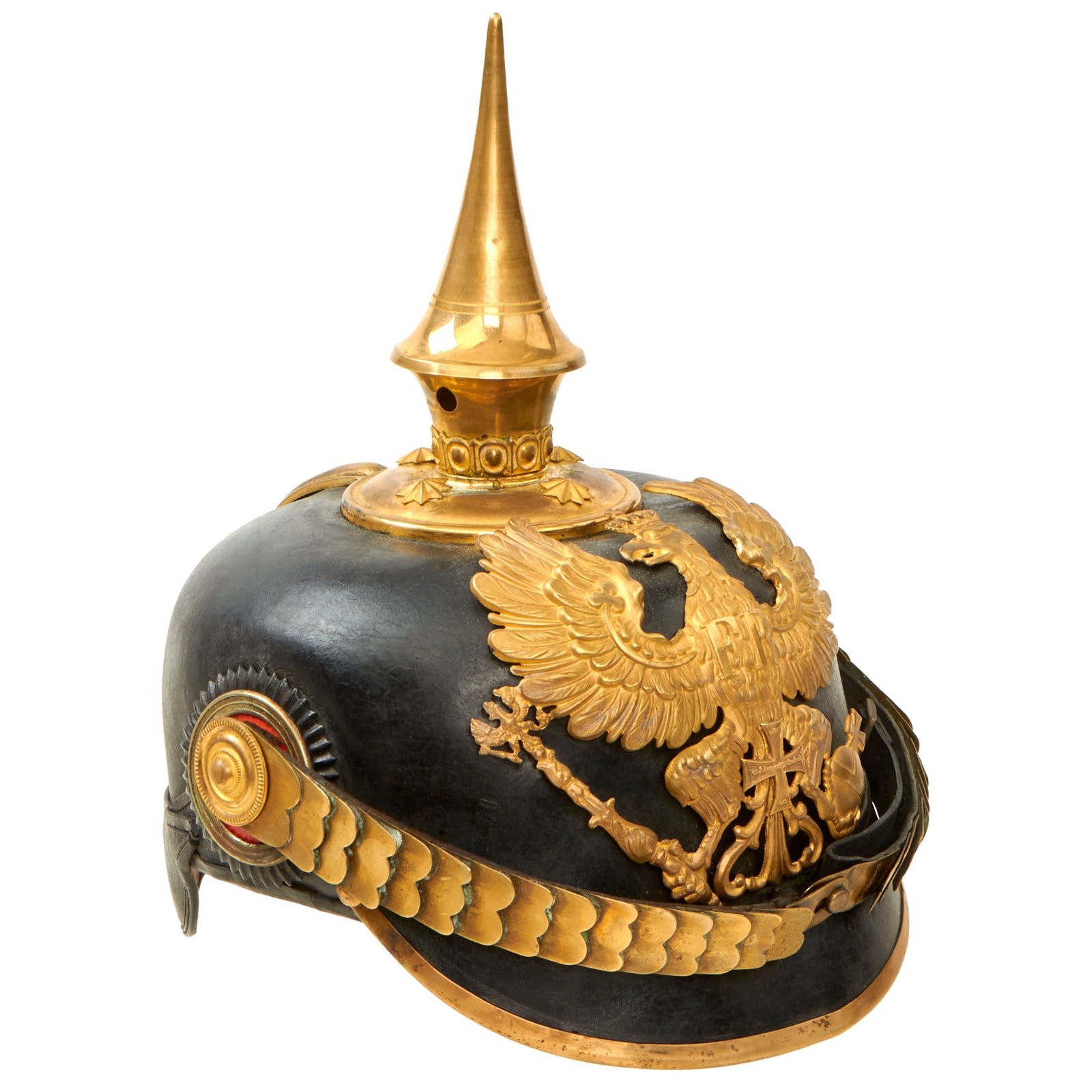 Buy Original Imperial German WWI Named Prussian Landwehr Reserve Infantry Officer Model 1897 Pickelhaube Spiked Helmet | Original Firearms Antique For Sale