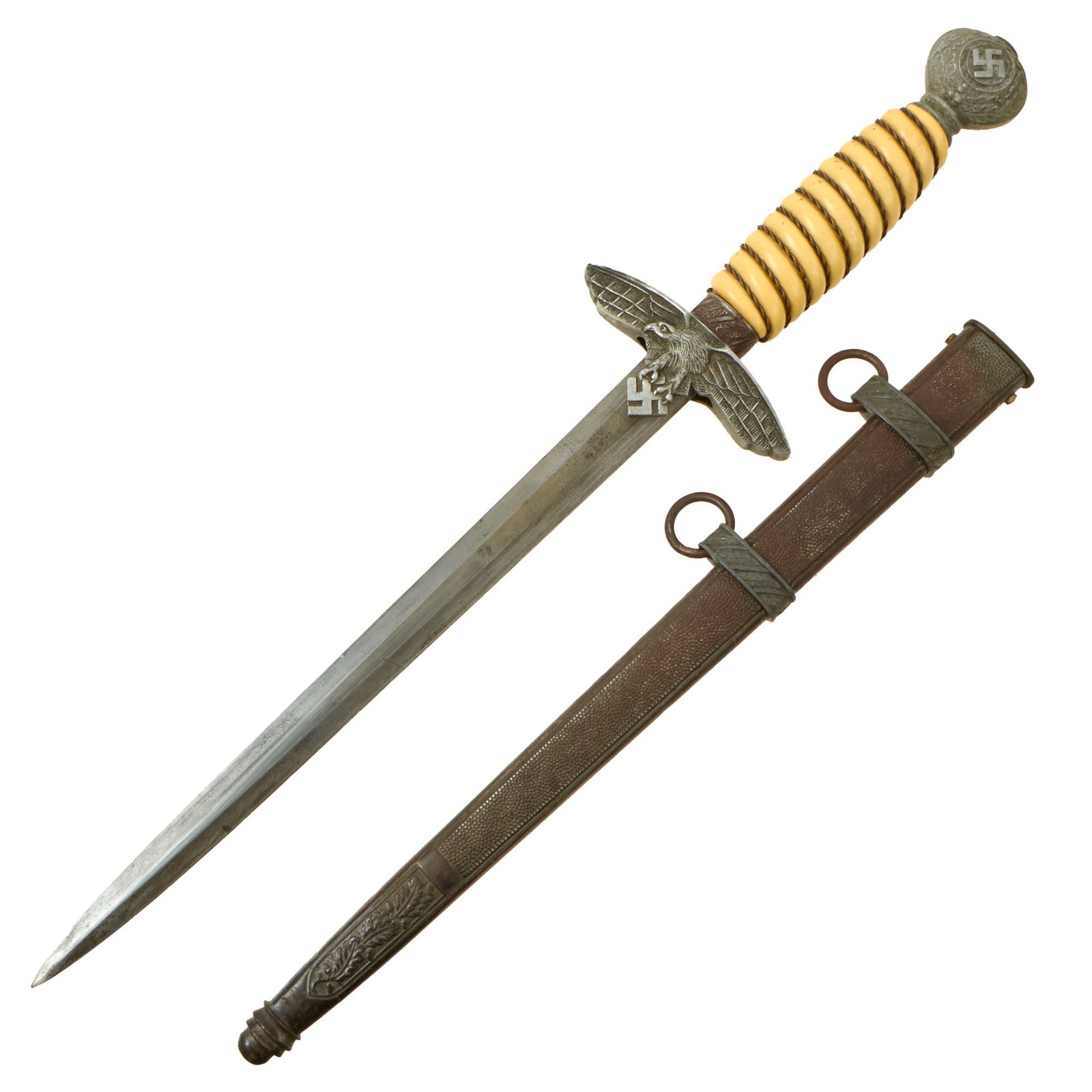 Buy Original WWII German 2nd Model Luftwaffe Dagger by ALCOSO of Solingen with Scabbard - circa 1940 | Original Firearms Antique For Sale