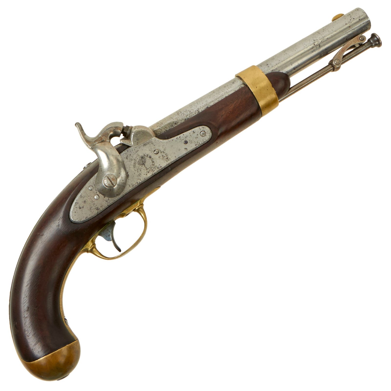 Buy Original Rare U.S. Civil War Confederate M-1842 Percussion Cavalry Pistol by Palmetto Armory dated 1850 - One of 2,000 Made | Original Firearms Antique For Sale