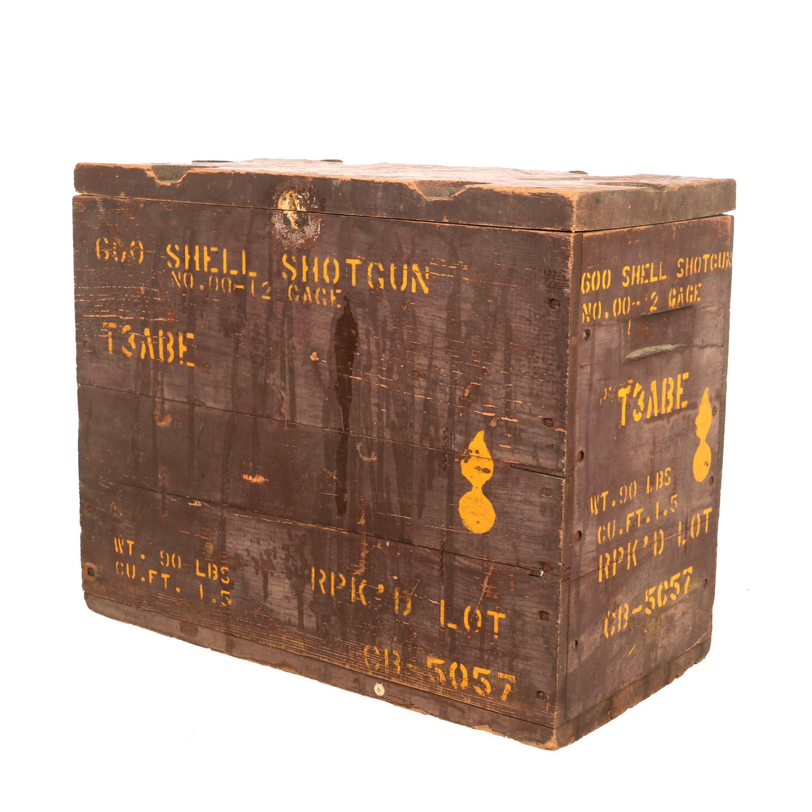 Buy Original U.S. WWII No.00 12 Gauge Double Ought Buck 600 Shell M1917 Wooden Ammunition Crate | Original Firearms Antique For Sale