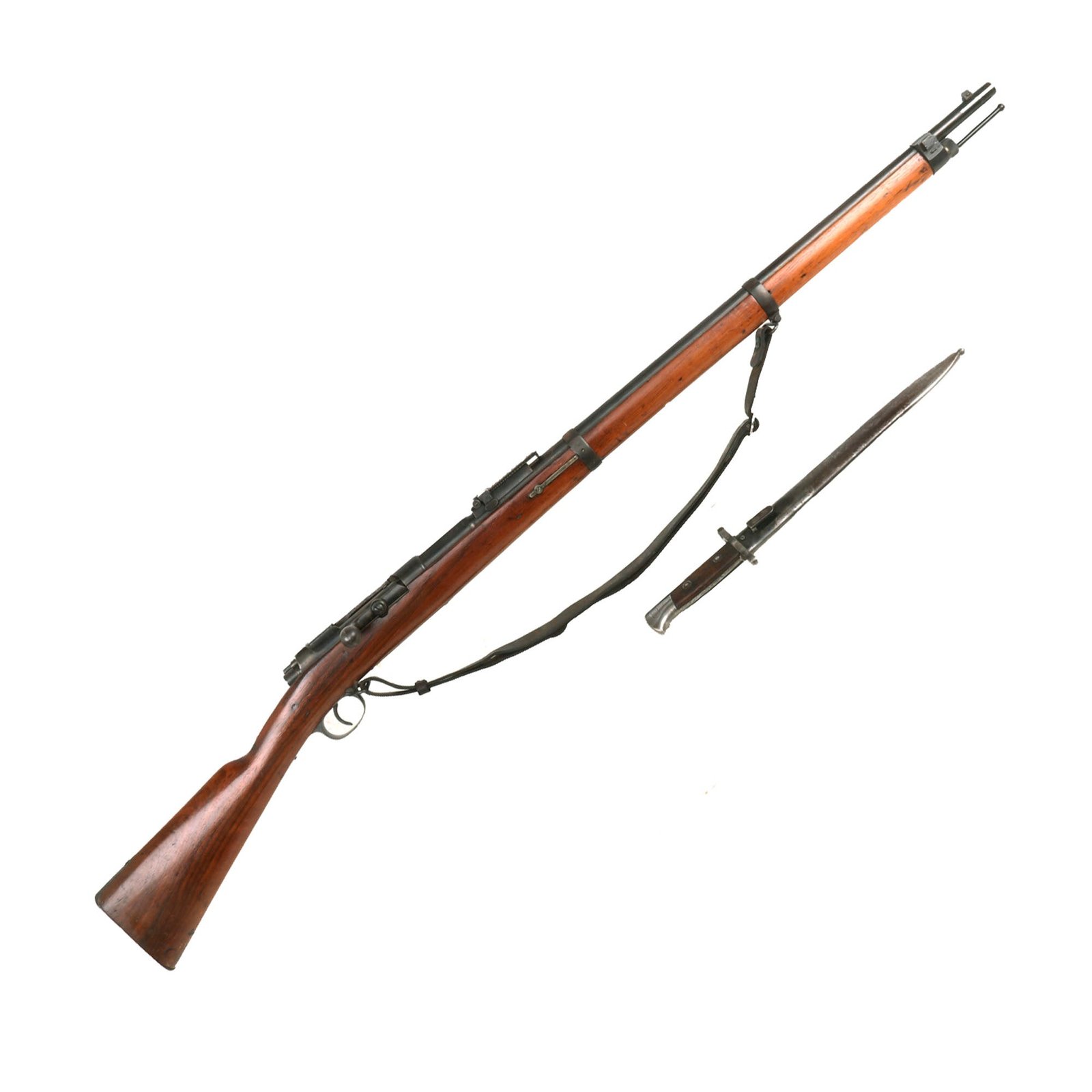 Buy Original Imperial German Mauser Model 1871/84 Rifle by Spandau Dated 1888 with Venezuelan M1900 Bayonet and Sling - Serial 7102 | Original Firearms Antique For Sale