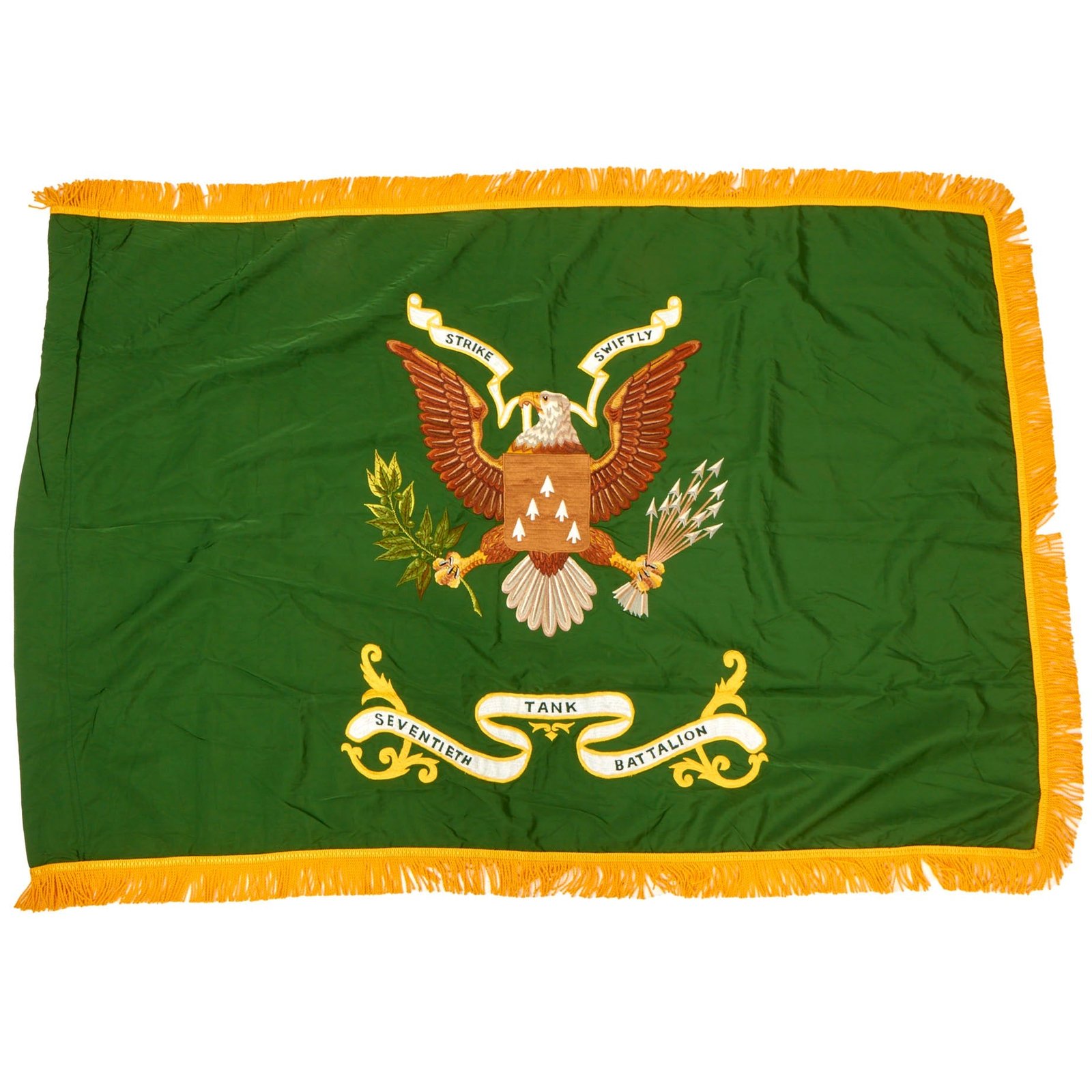 Buy Original U.S. Early Vietnam War Era Rare 70th Armor Battalion Chain-Stitched Embroidered Colors (Flag) - 52” x 35” | Original Firearms Antique For Sale