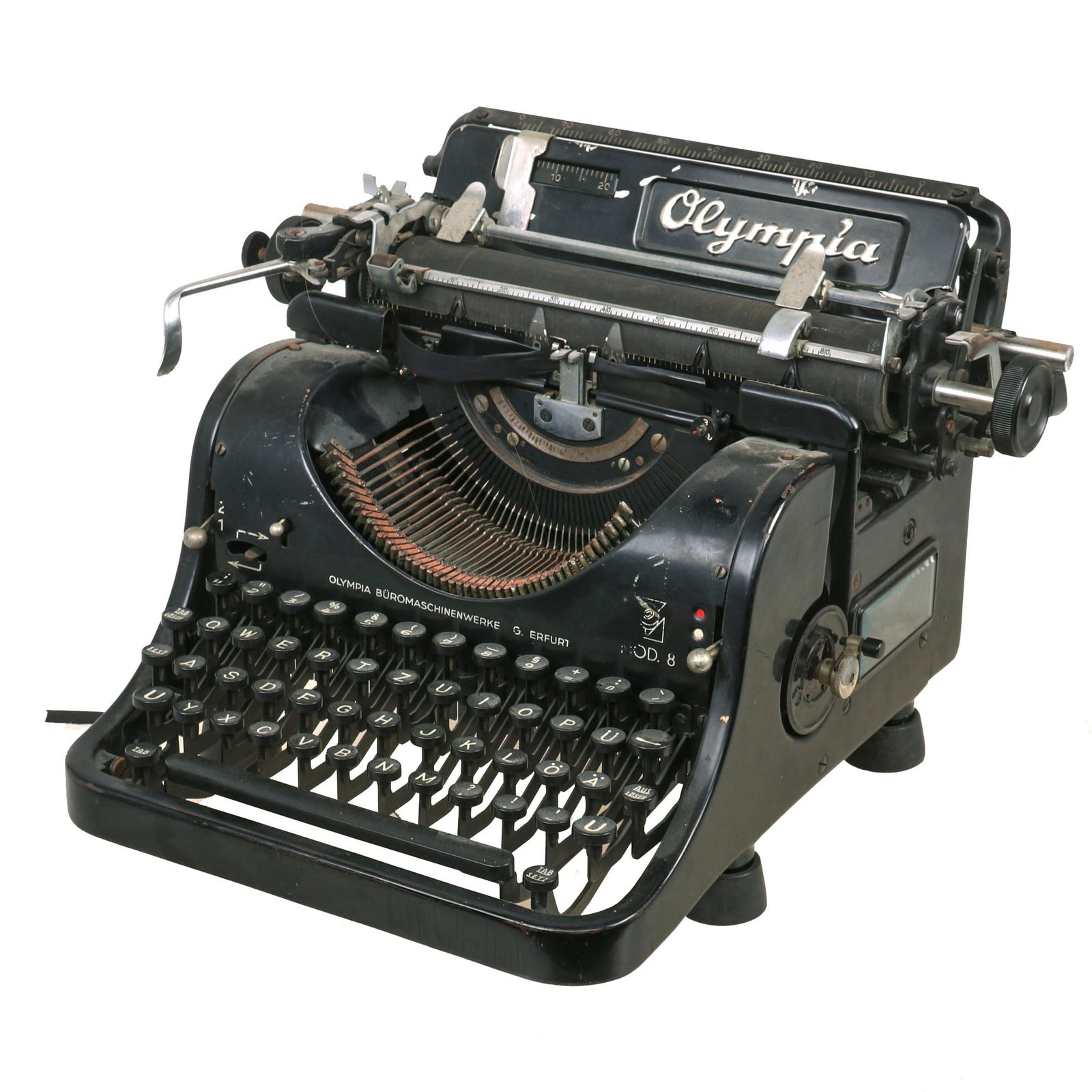 Buy Original German WWII Rare SS Model 8 Typewriter by Olympia Büromaschinenwerke AG. Serial 365962 - Circa 1940 | Original Firearms Antique For Sale
