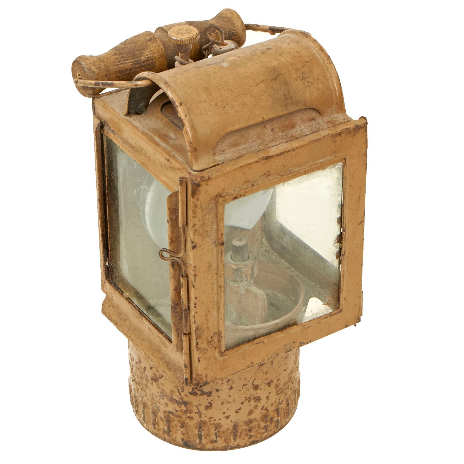 Buy Original German WWII Carbide Railroad or Bunker Lantern - Original Ordnance Tan Paint | Original Firearms Antique For Sale