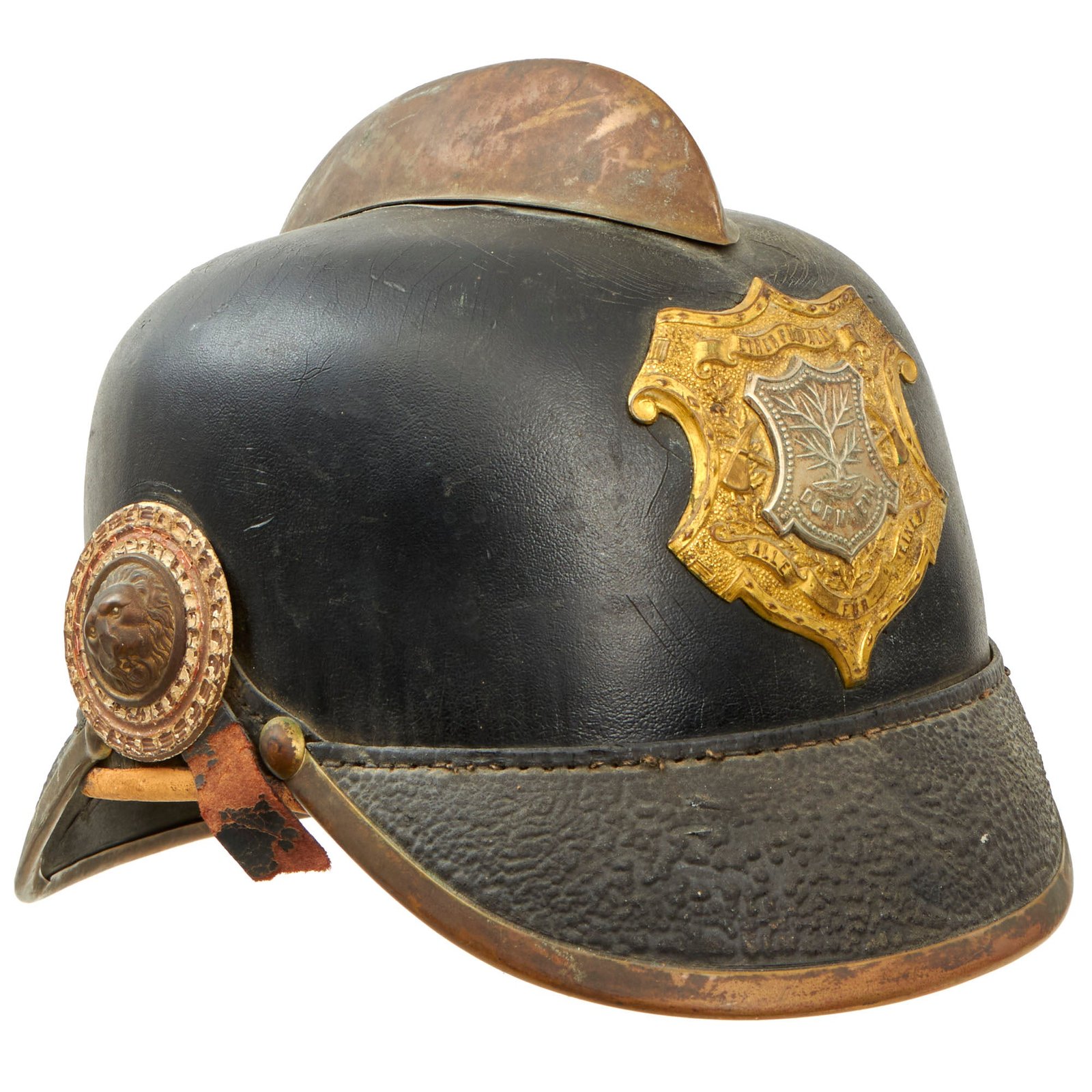Buy Original Imperial German Pre WWI Dornheim Fire Brigade Leather Pickelhaube Helmet | Original Firearms Antique For Sale