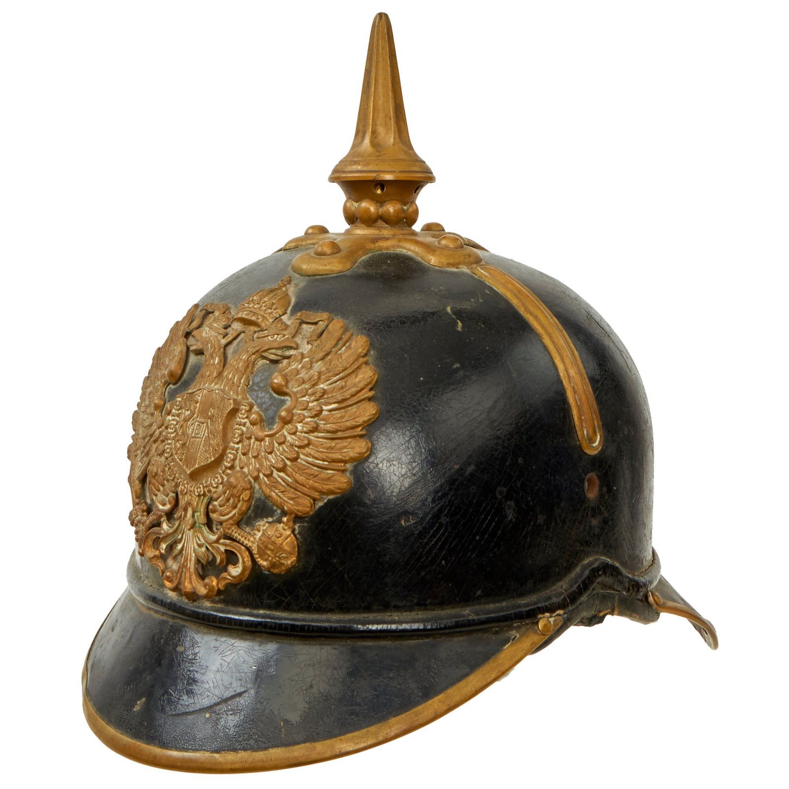 Buy Original Pre WWI Era Austrian Gendarmerie Officer’s Pickelhaube With FJI (Franz Joseph I) Front Plate | Original Firearms Antique For Sale