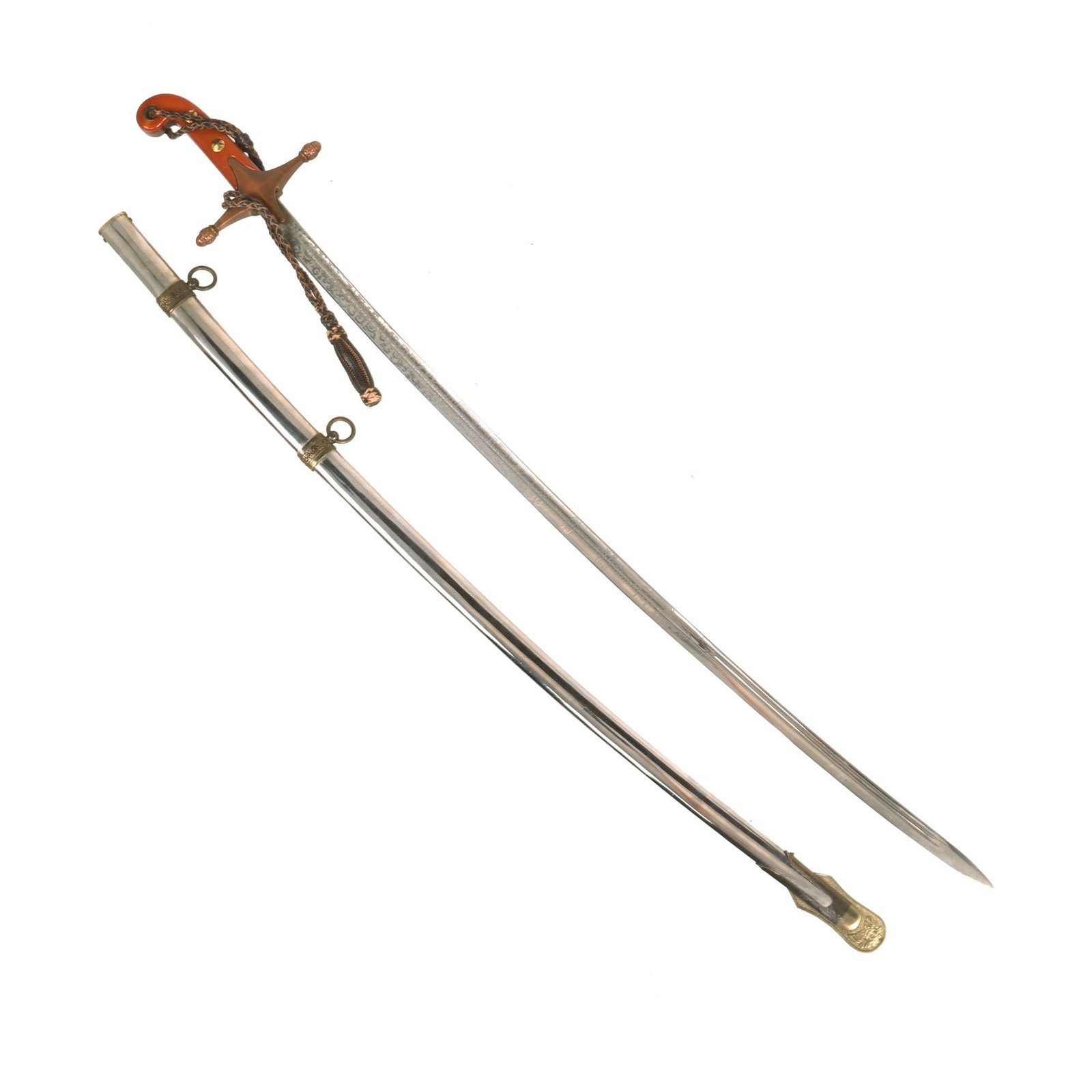 Buy Original Pre WWII Era U.S. Marine Corps Officer's Mameluke Sword by Wilkinson Sword Company with Rare Dark Amber Grip and Scabbard | Original Firearms Antique For Sale
