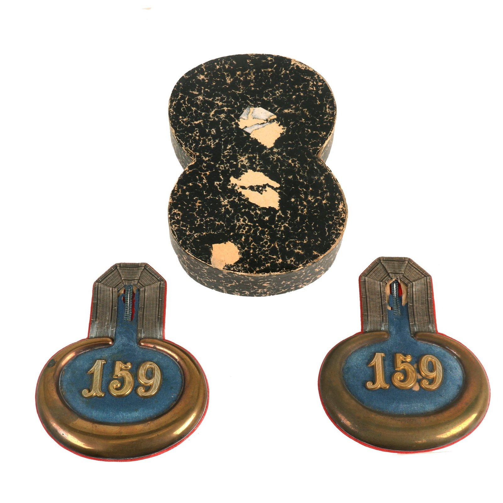 Buy Original German WWI Imperial German 159th (8th Lotharingian) Infantry Regiment Epaulettes With Original Case | Original Firearms Antique For Sale
