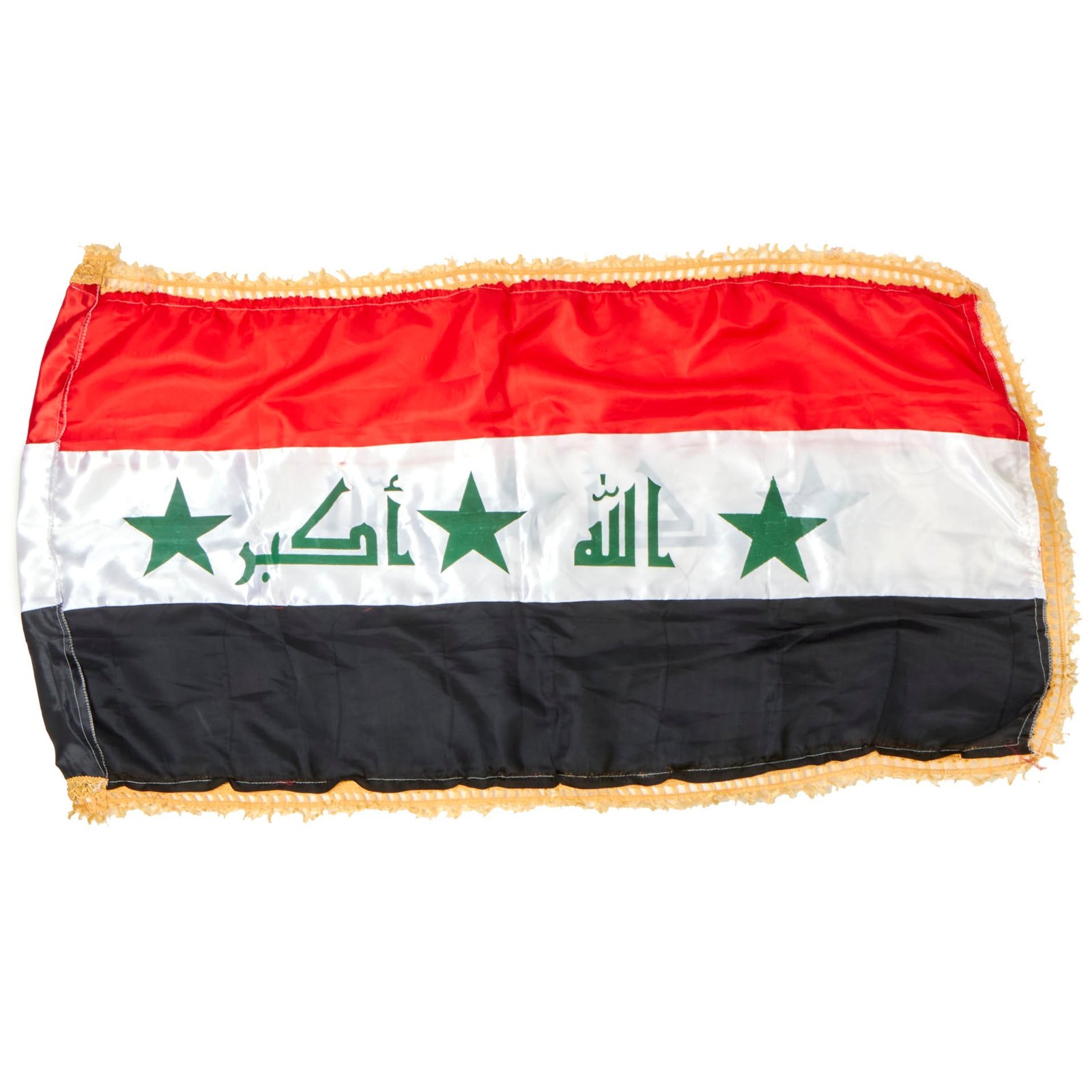 Buy Original Operation Iraqi Freedom Flag of Iraq With Gold Trim Border - 47” x 27” | Original Firearms Antique For Sale