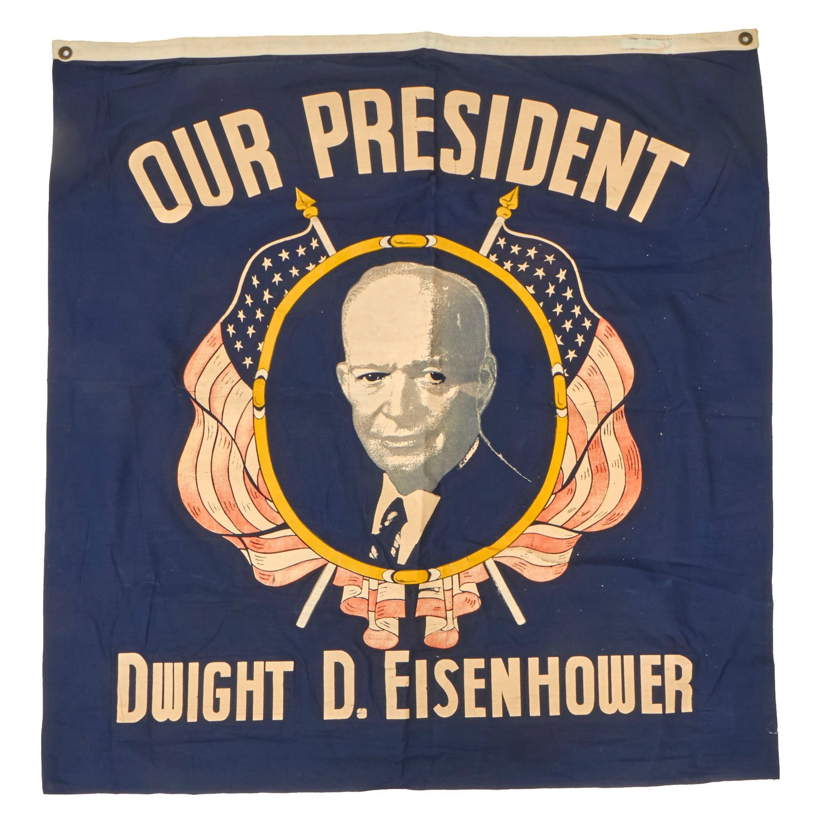 Buy Original U.S. “Our President Dwight D. Eisenhower” 36” x 35” Presidential Election Flag - Presidency (1953–1961) | Original Firearms Antique For Sale