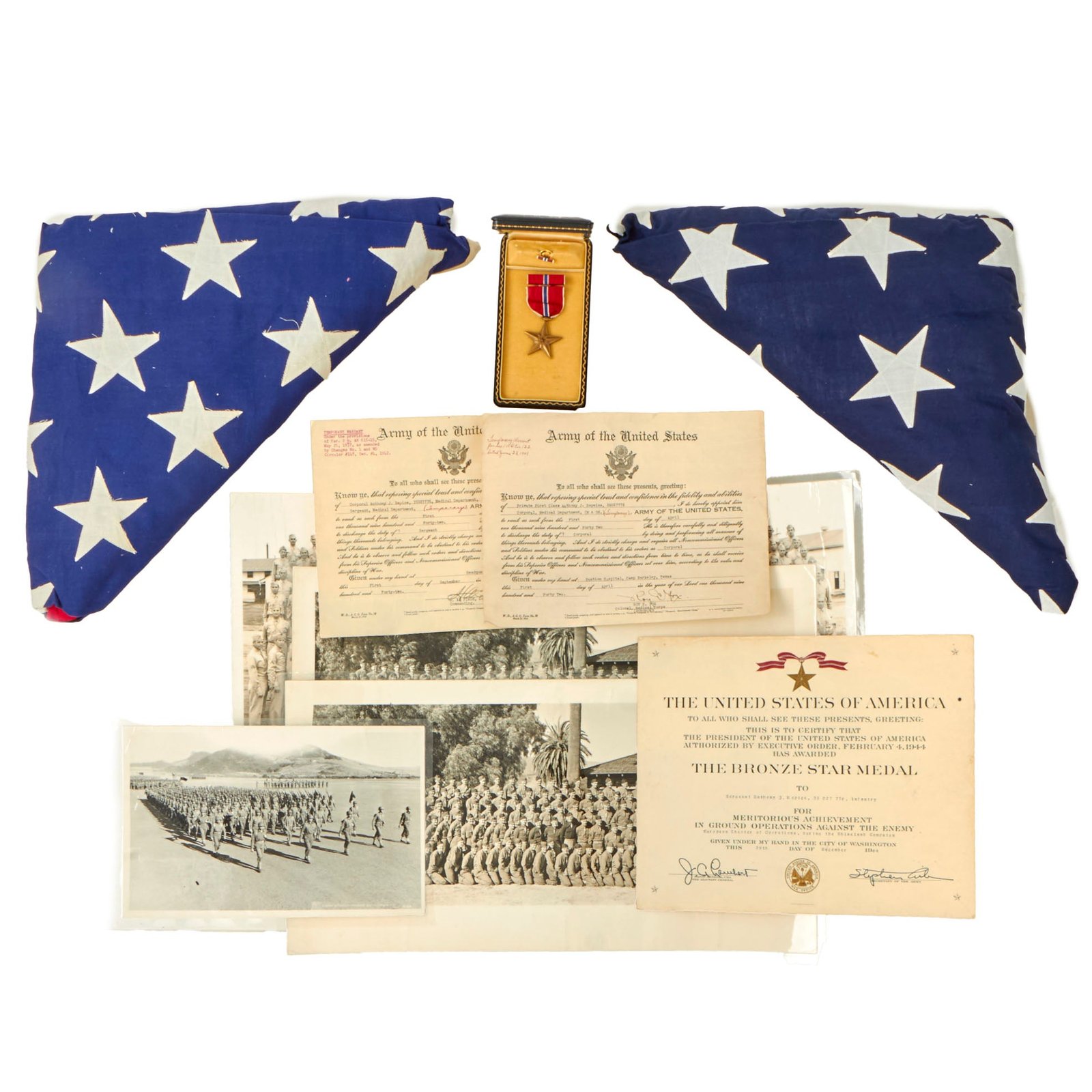 Buy Original U.S. WWII Identified 97th Division Bronze Star Grouping - Sergeant Anthony J. Repice | Original Firearms Antique For Sale