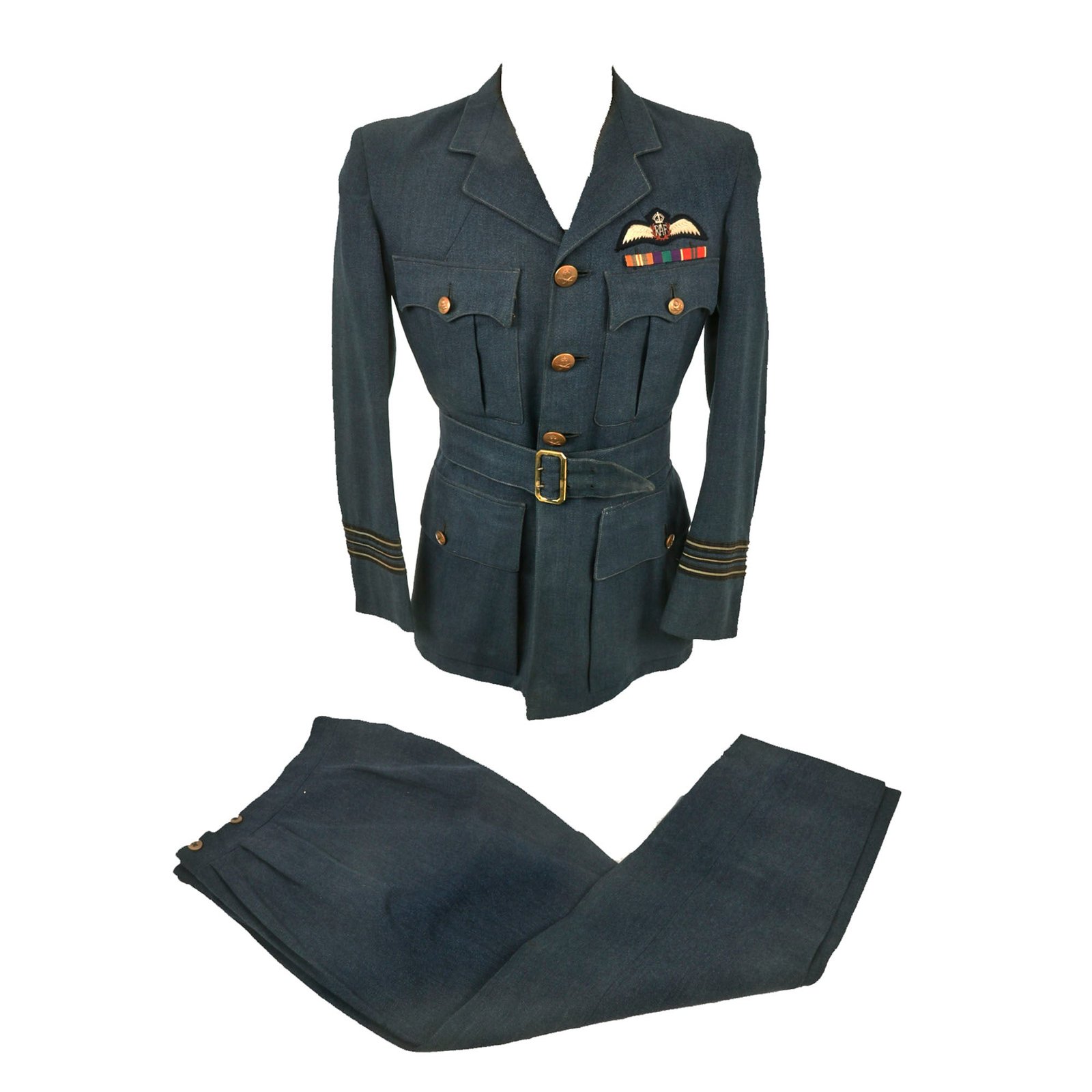 Buy Original British WWII Royal Air Force Named Squadron Leader Pilot’s Uniform Jacket & Breeches - RAF Pilot’s Wings and Ribbon Bar | Original Firearms Antique For Sale