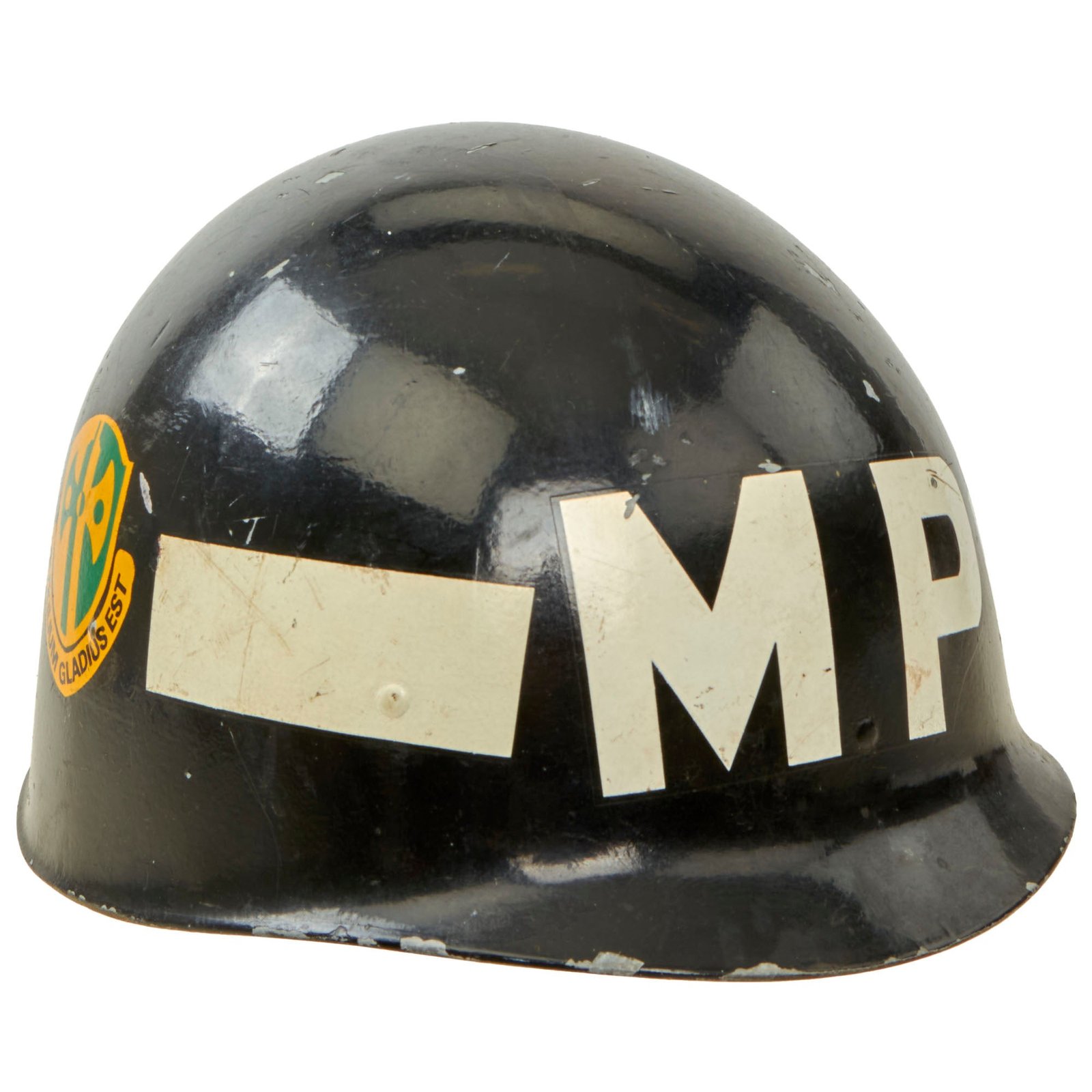 Buy Original U.S. Vietnam War Era 723rd Military Police Company, 165th Military Police Battalion Painted P64 M1 Helmet Liner | Original Firearms Antique For Sale