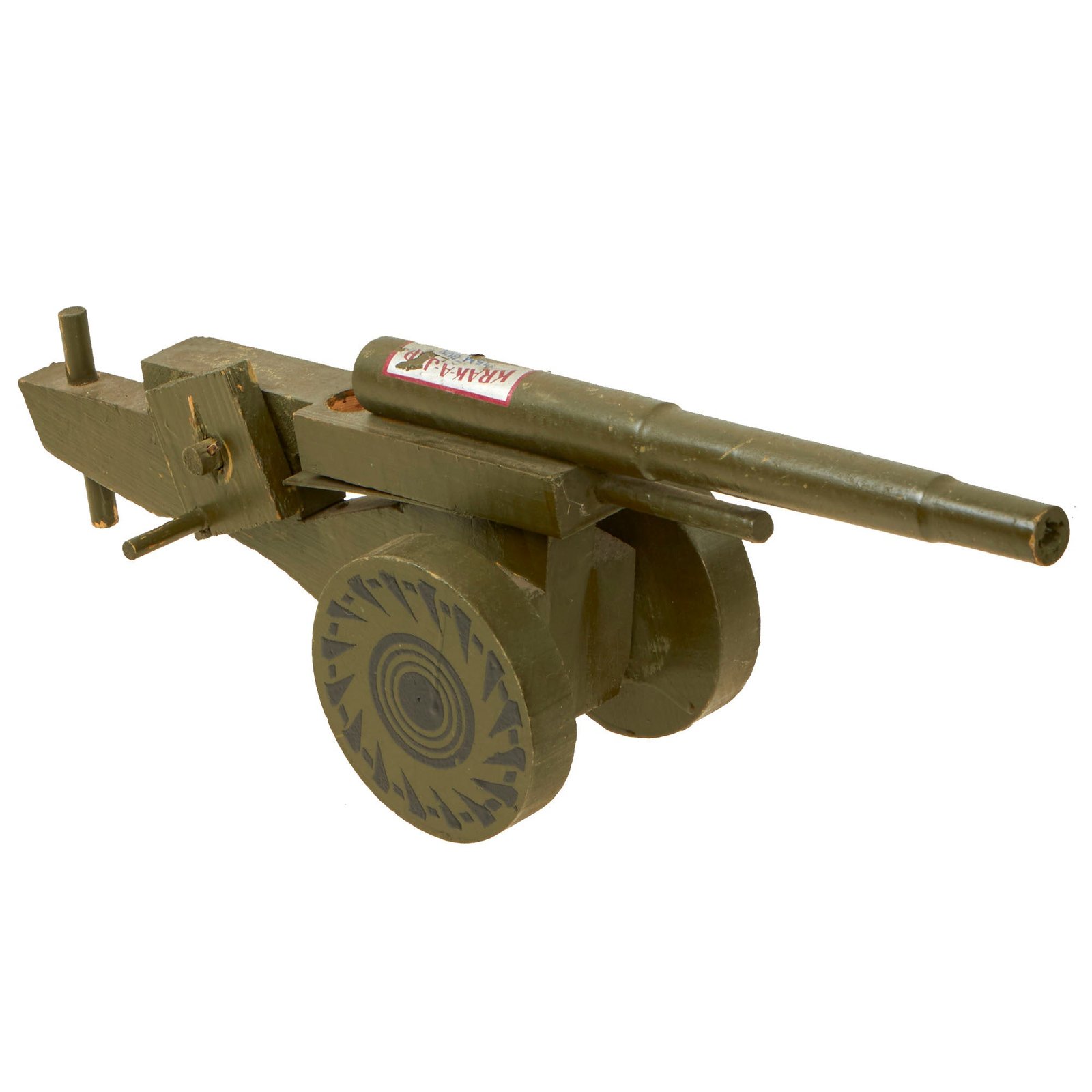 Buy Original U.S. WWII Homefront Wooden Anti-Japanese "Krak-a-Jap" Wooden Toy "75M" Gun Cannon | Original Firearms Antique For Sale