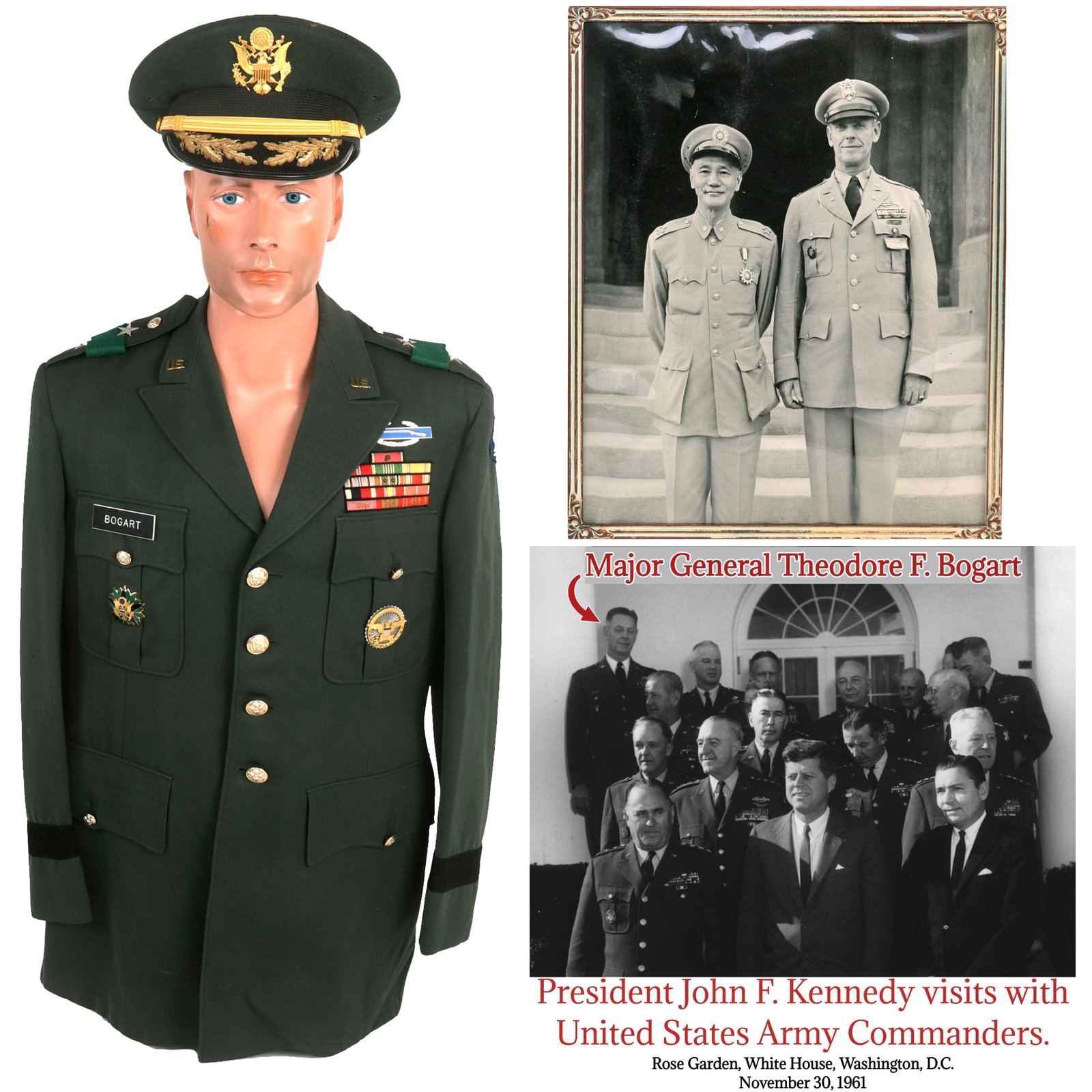 Buy Original U.S. Vietnam War Era Army Major General Theodore F. Bogart, Commander, U.S. Southern Command Class A Green Service Dress Uniform Set With Visor | Original Firearms Antique For Sale