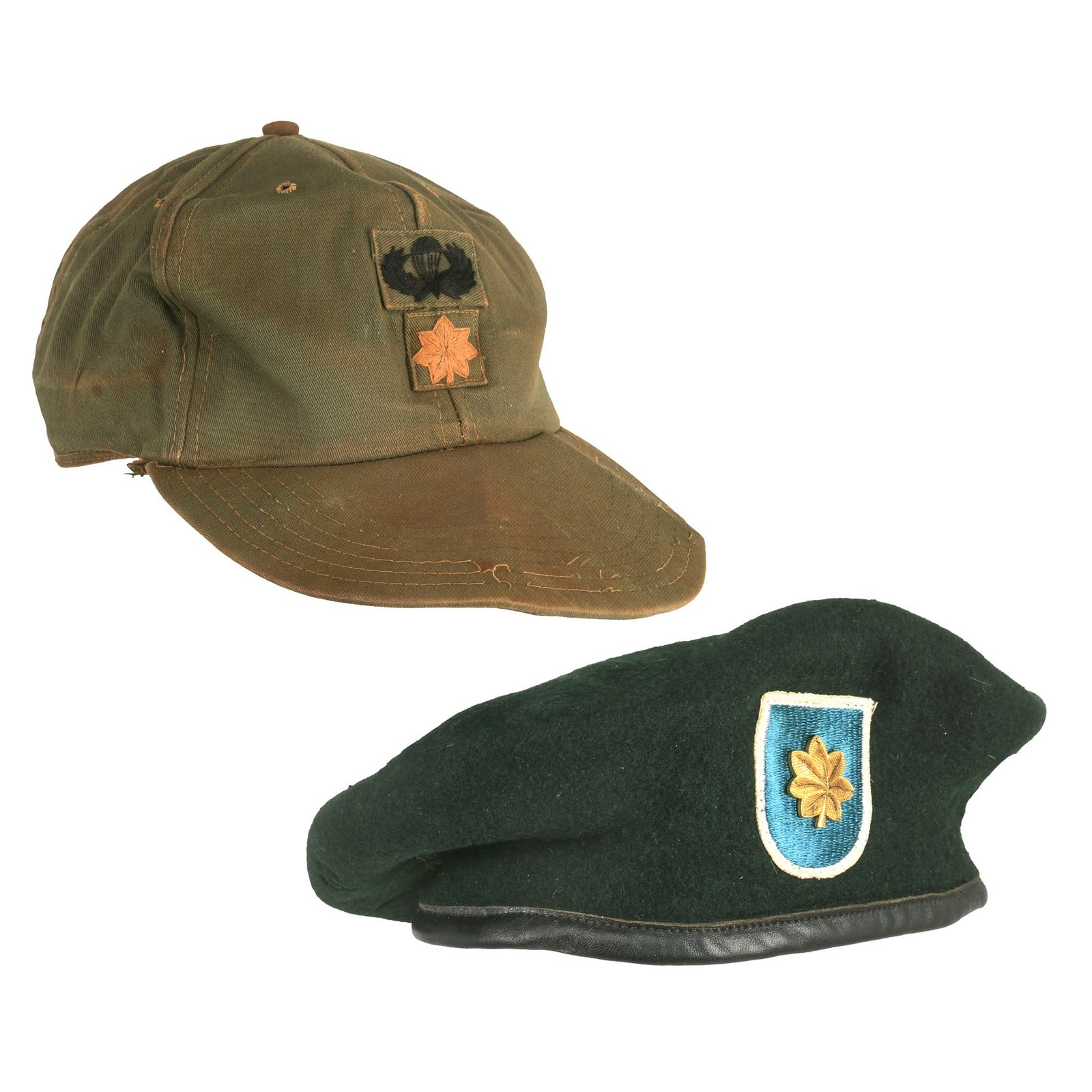 Buy Original U.S. Vietnam War Era Major Leonard Phillips OG-106 Cap with 19th Special Forces Group Airborne Green Beret | Original Firearms Antique For Sale