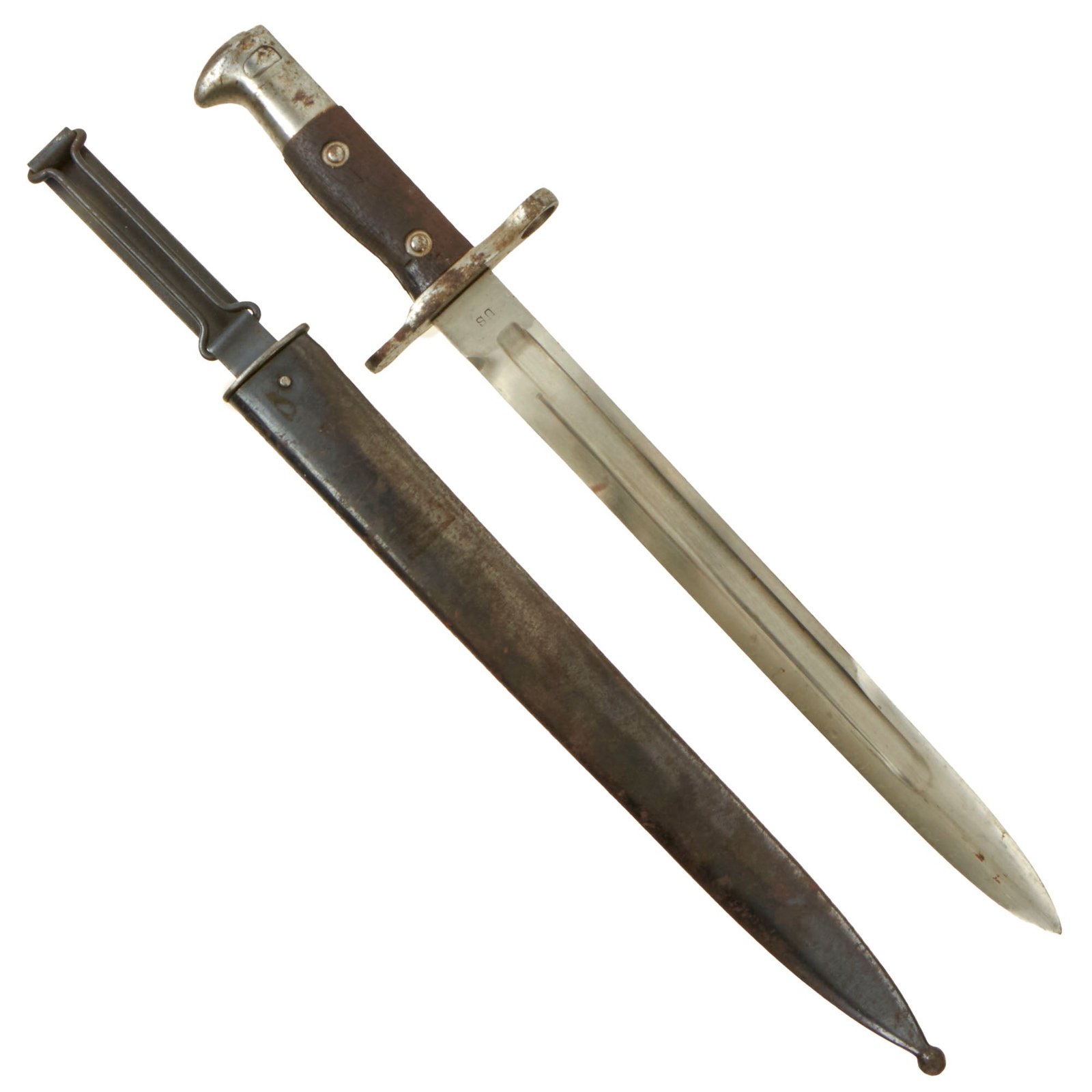 Buy Original U.S. Spanish-American War Model 1892 Krag Rifle Bayonet and Scabbard - Dated 1898 | Original Firearms Antique For Sale