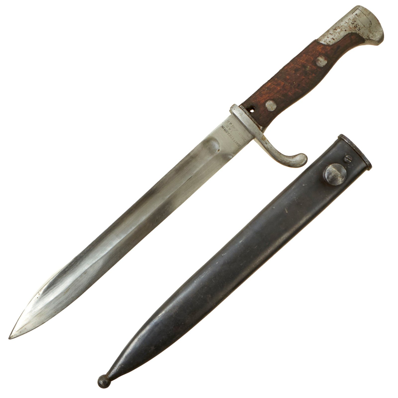 Buy Original German WWI Turkish-Modified SG-98 Bayonet with Narrow Scabbard | Original Firearms Antique For Sale