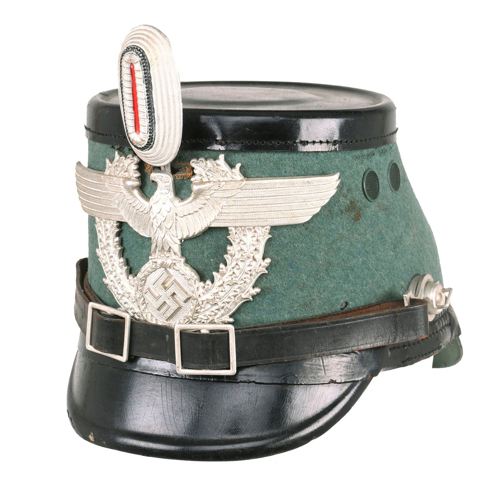 Buy Original German WWII 1940 Dated Late Pattern Metropolitan Police Shako by C. Pose with Chinstrap - Size 55 | Original Firearms Antique For Sale