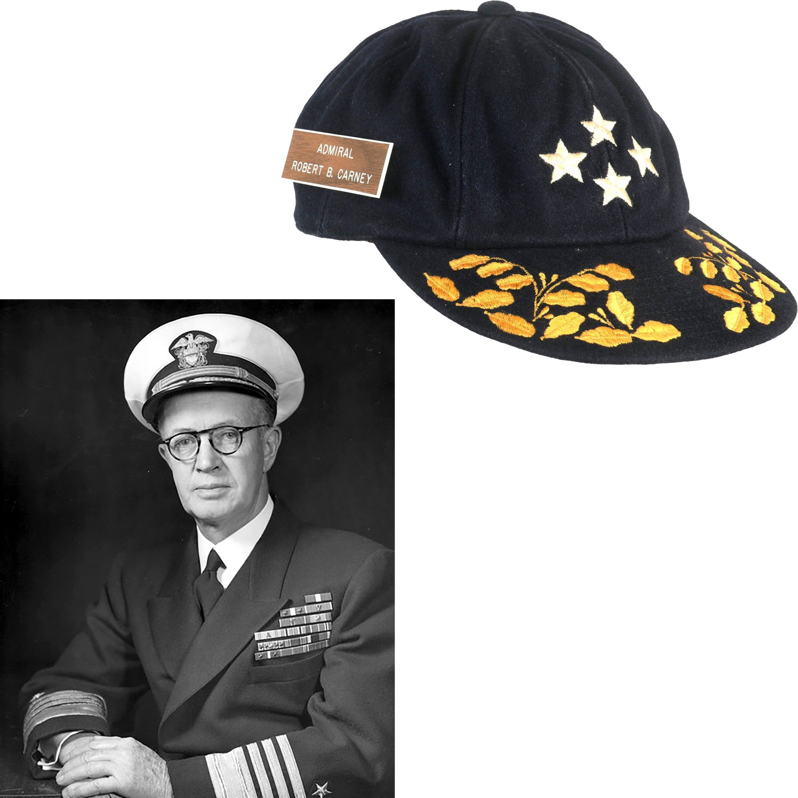 Buy Original U.S. Navy Admiral Robert B. Carney Baseball Cap  - Chief of Staff to Admiral William Halsey - Commander-in-Chief of NATO Forces in Southern Europe 1951-1953 | Original Firearms Antique For Sale