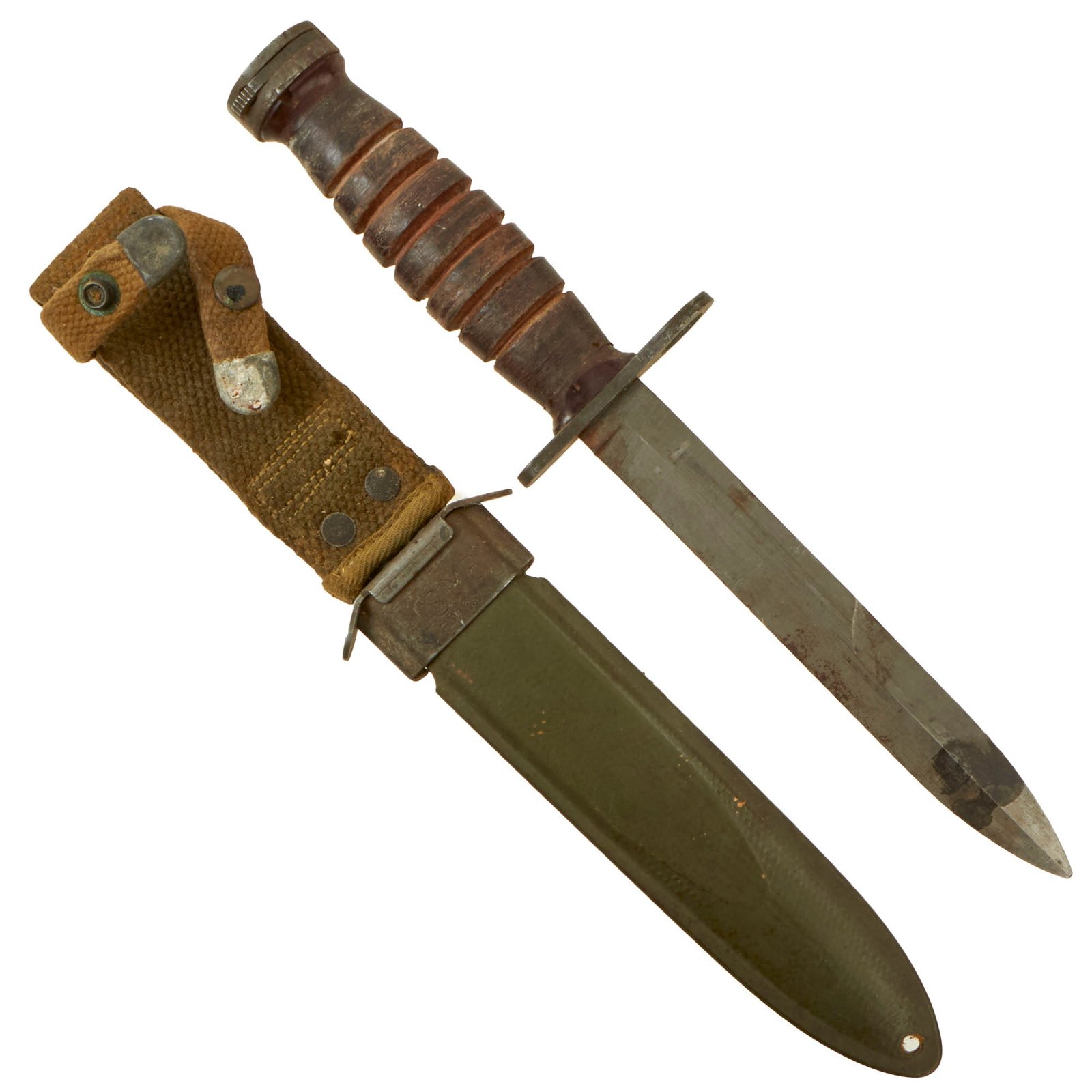 Buy Original U.S. WWII Rare Unmarked M4 Bayonet for the M1 Carbine with M8 Scabbard by B.M. Co. | Original Firearms Antique For Sale