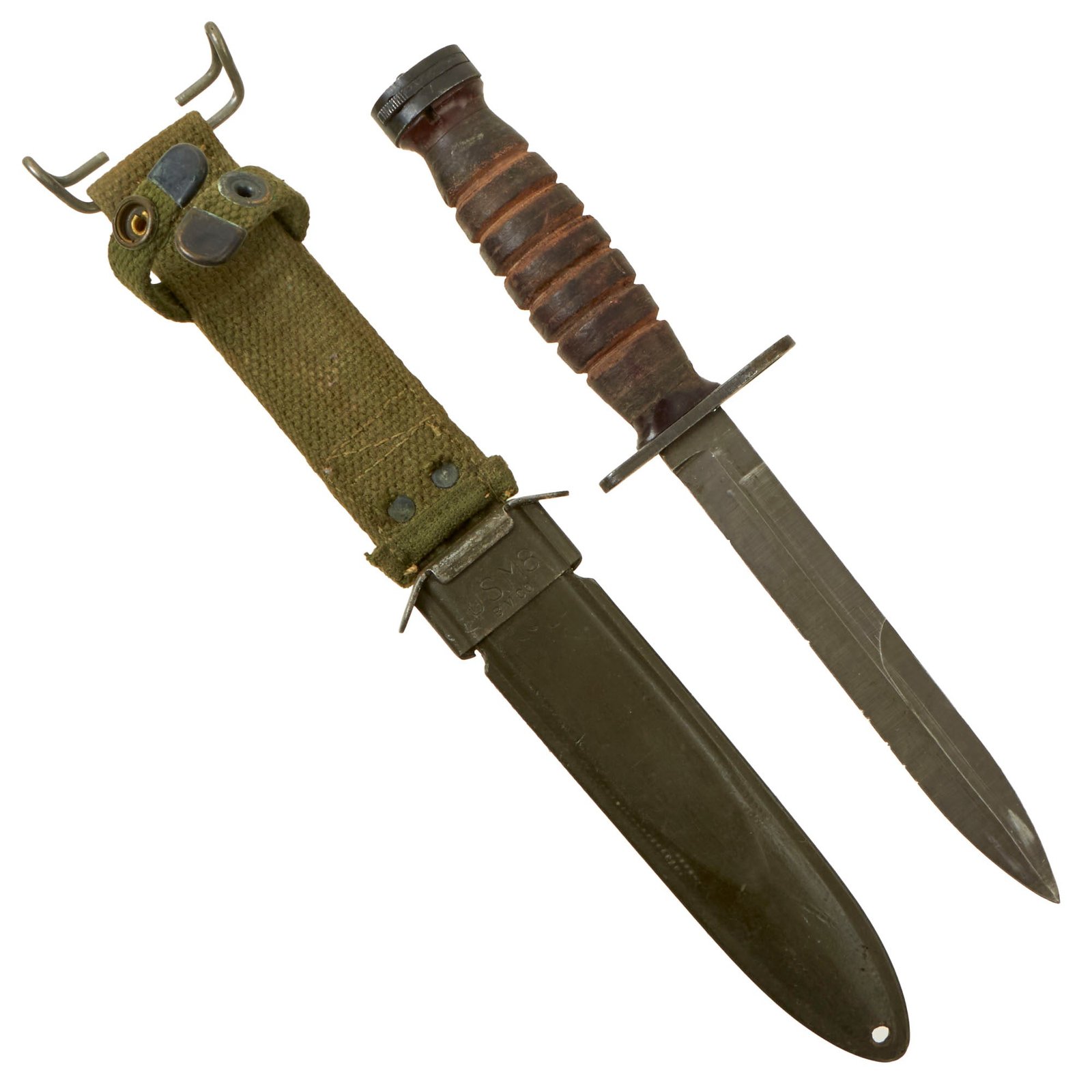 Buy Original U.S. WWII M4 Bayonet for the M1 Carbine by IMPERIAL with M8 Scabbard by B.M. Co | Original Firearms Antique For Sale