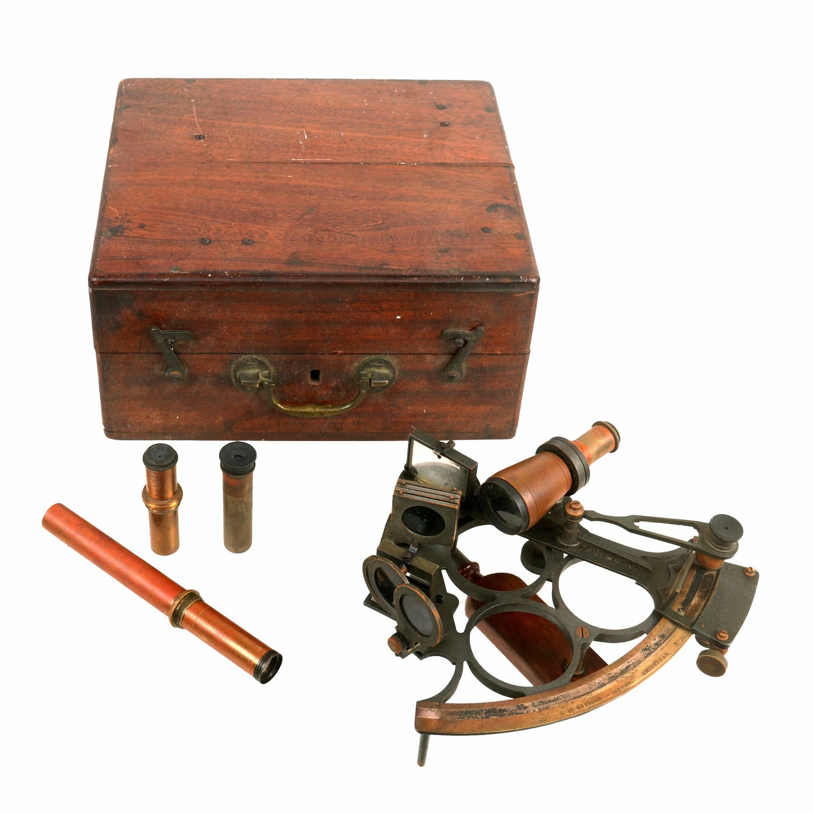 Buy Original WWI Era Dutch Naval Sextant with Greek Markings in Case - From Dutch Ship Sold to Greece c.1930s | Original Firearms Antique For Sale